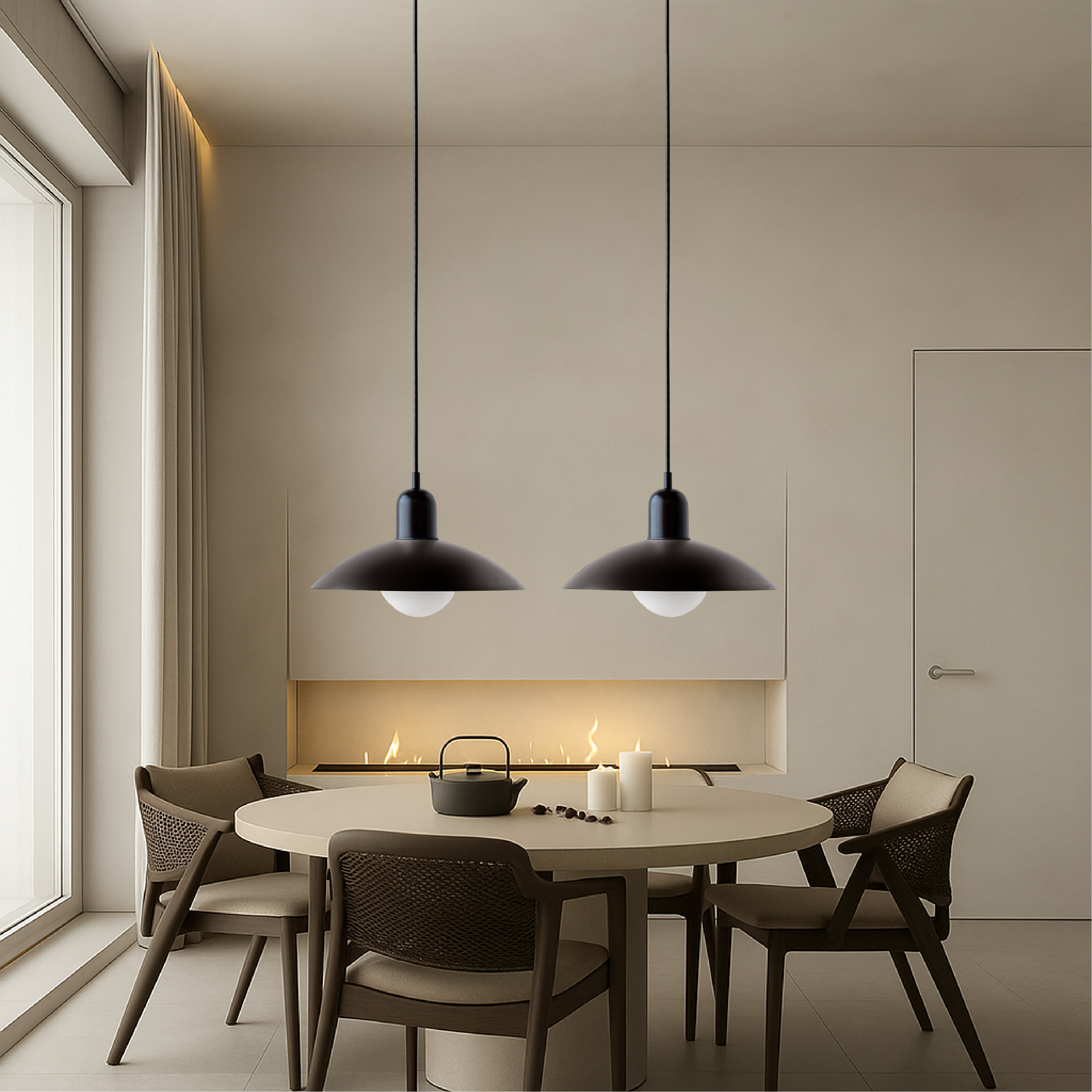 Pendant Light Iron 32.0 cm Black White Dining Room Kitchen Island Scandinavian Hanging Ceiling Lamp | Thomler