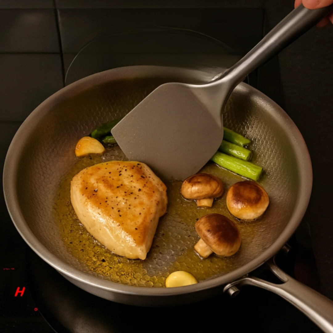 Frying Pan Titanium 26.0 cm Non-Stick-Free Hammered Finish Daily Cooking Induction Gas Electric Kitchen Skillet | Thomler