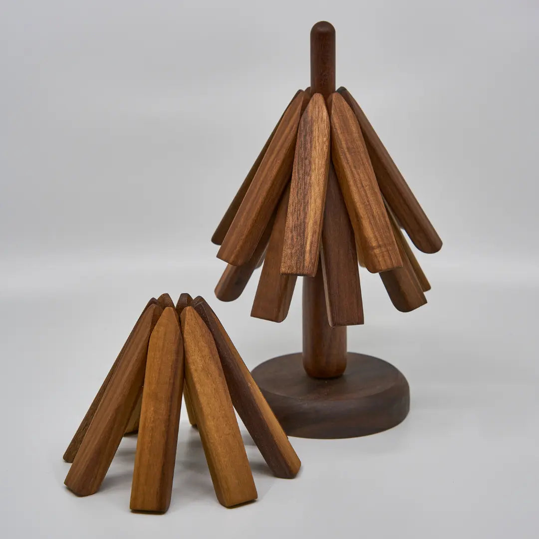 Trivet Stand Solid Wood Tree Shaped Countertop Pan Protection Kitchen Coaster Holder Scandinavian Natural Heat Resistant Organiser | Thomler