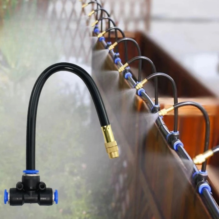 Drip Irrigation System PE Hose 8 mm 5 m Automatic Garden Watering 360° Brass Nozzles Balcony Greenhouse Raised Beds | Thomler
