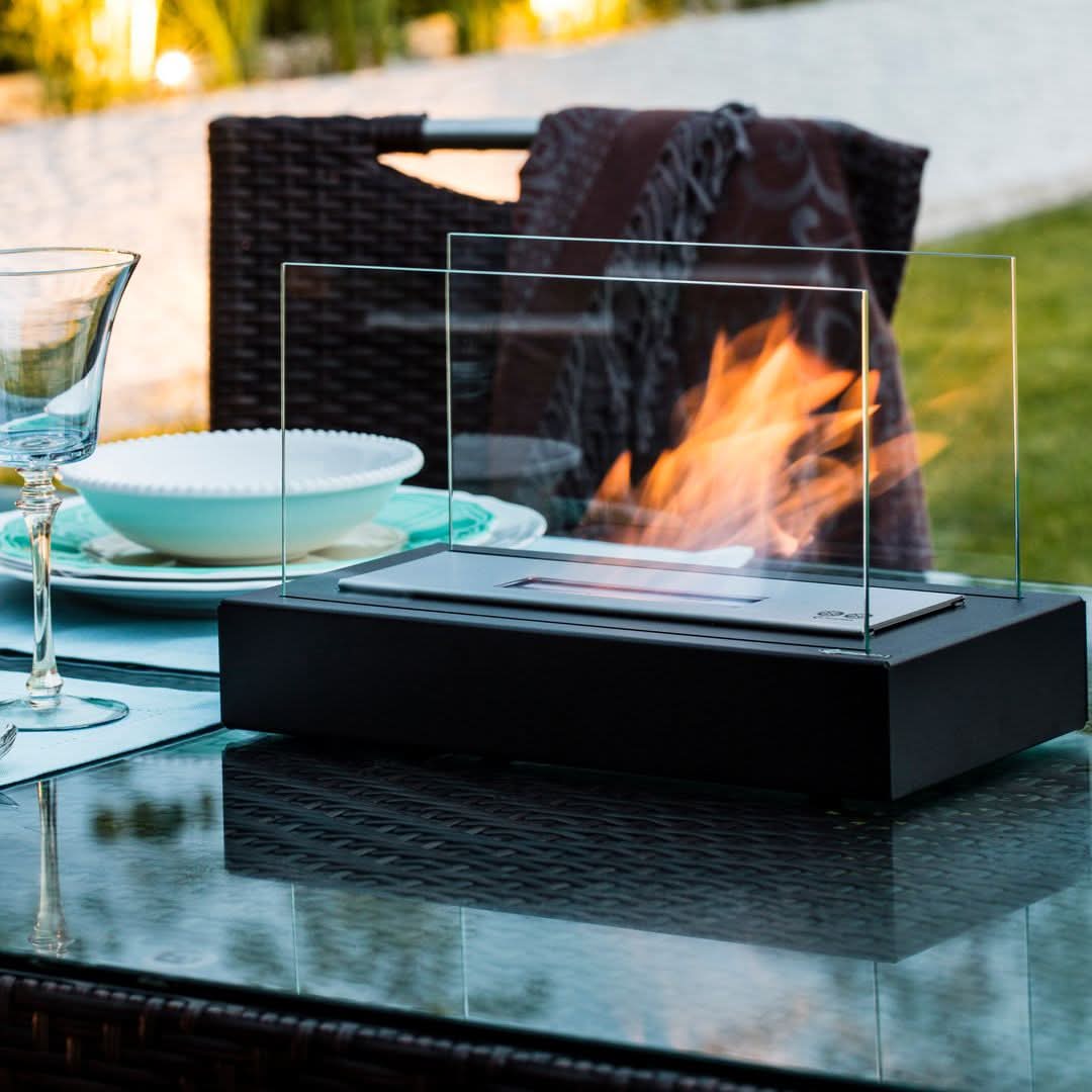 Tabletop Bioethanol Fireplace – Portable Indoor Outdoor Fire Pit with Real Flame for Dining Table Living Room Patio Decor | Thomler