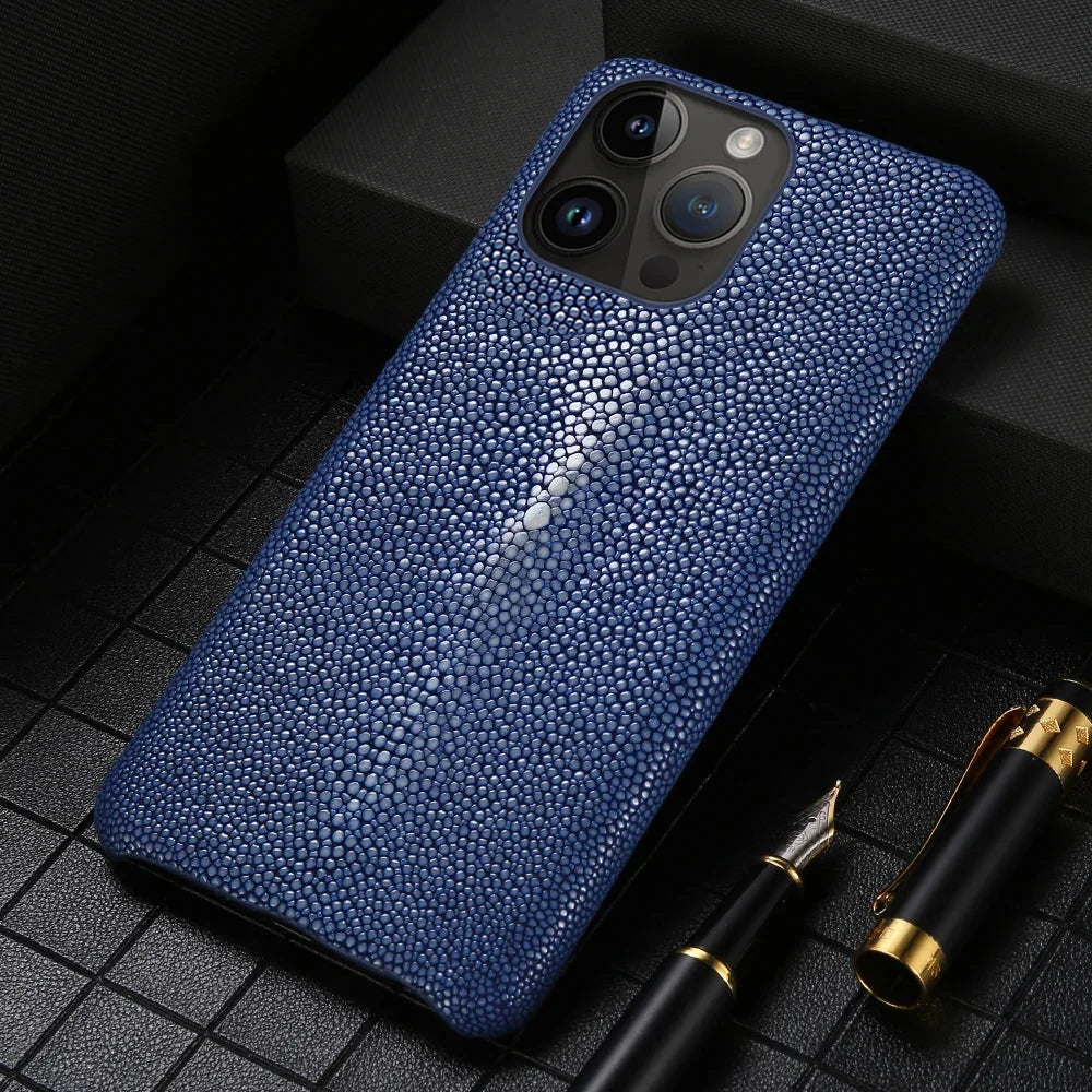 Authentic Stingray Skin Phone Case for iPhone 17 Pro Max 16 15 14 13 12 11 Shock Absorbent Premium Leather Cover Anti-Fingerprint | Thomler