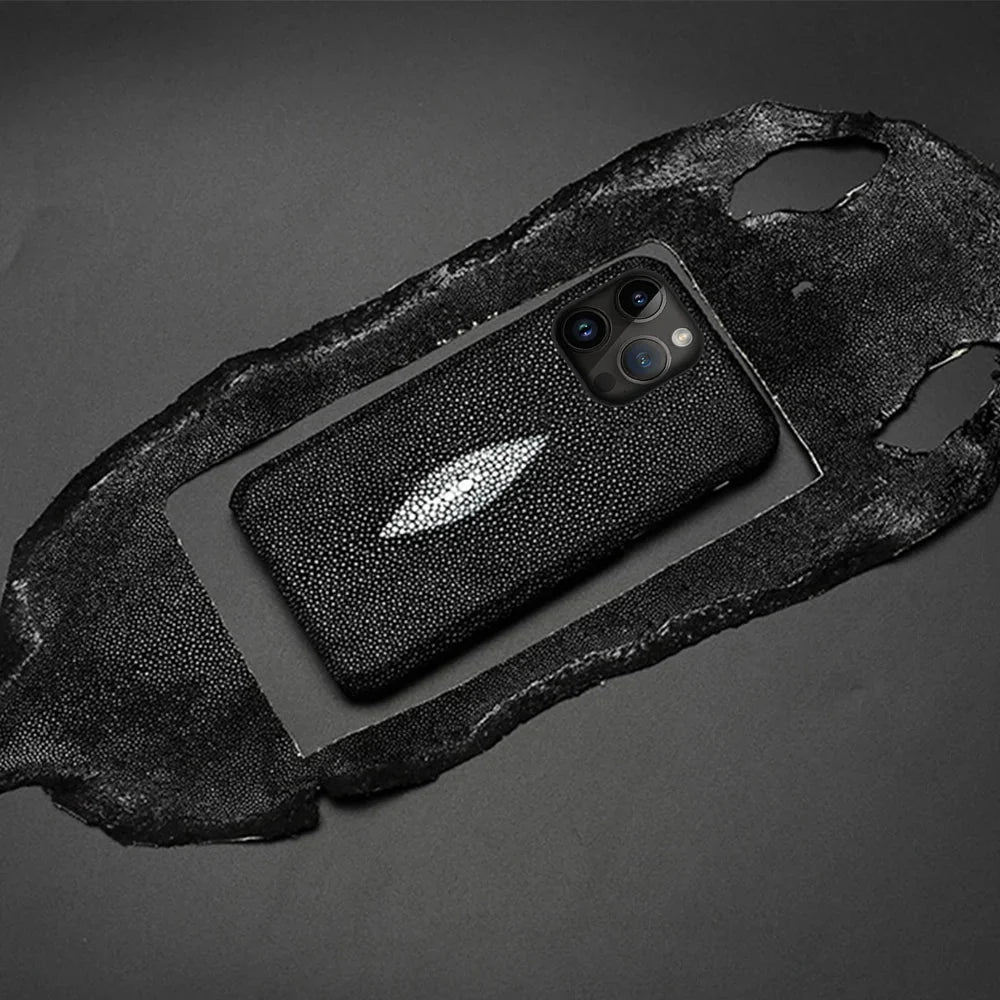 Authentic Stingray Skin Phone Case for iPhone 17 Pro Max 16 15 14 13 12 11 Shock Absorbent Premium Leather Cover Anti-Fingerprint | Thomler