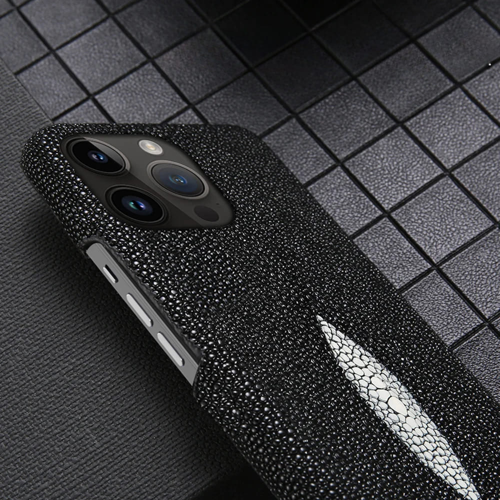 Authentic Stingray Skin Phone Case for iPhone 17 Pro Max 16 15 14 13 12 11 Shock Absorbent Premium Leather Cover Anti-Fingerprint | Thomler
