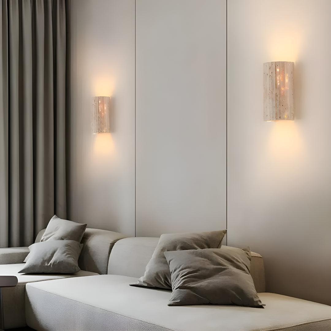 Natural Stone Wall Sconce with Warm LED Light for Modern Living Room, Bedroom & Hallway Lighting | Thomler
