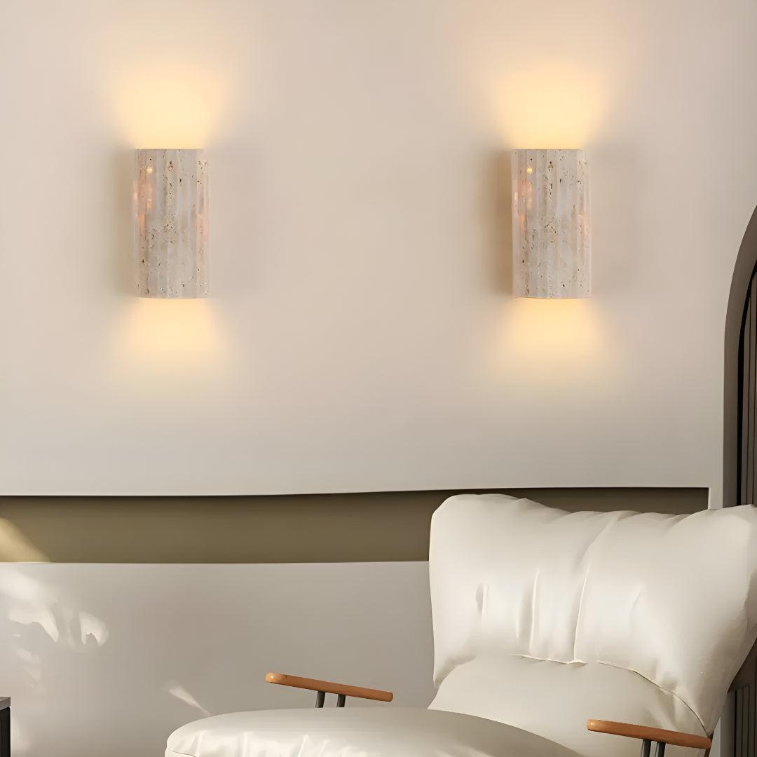 Natural Stone Wall Sconce with Warm LED Light for Modern Living Room, Bedroom & Hallway Lighting | Thomler