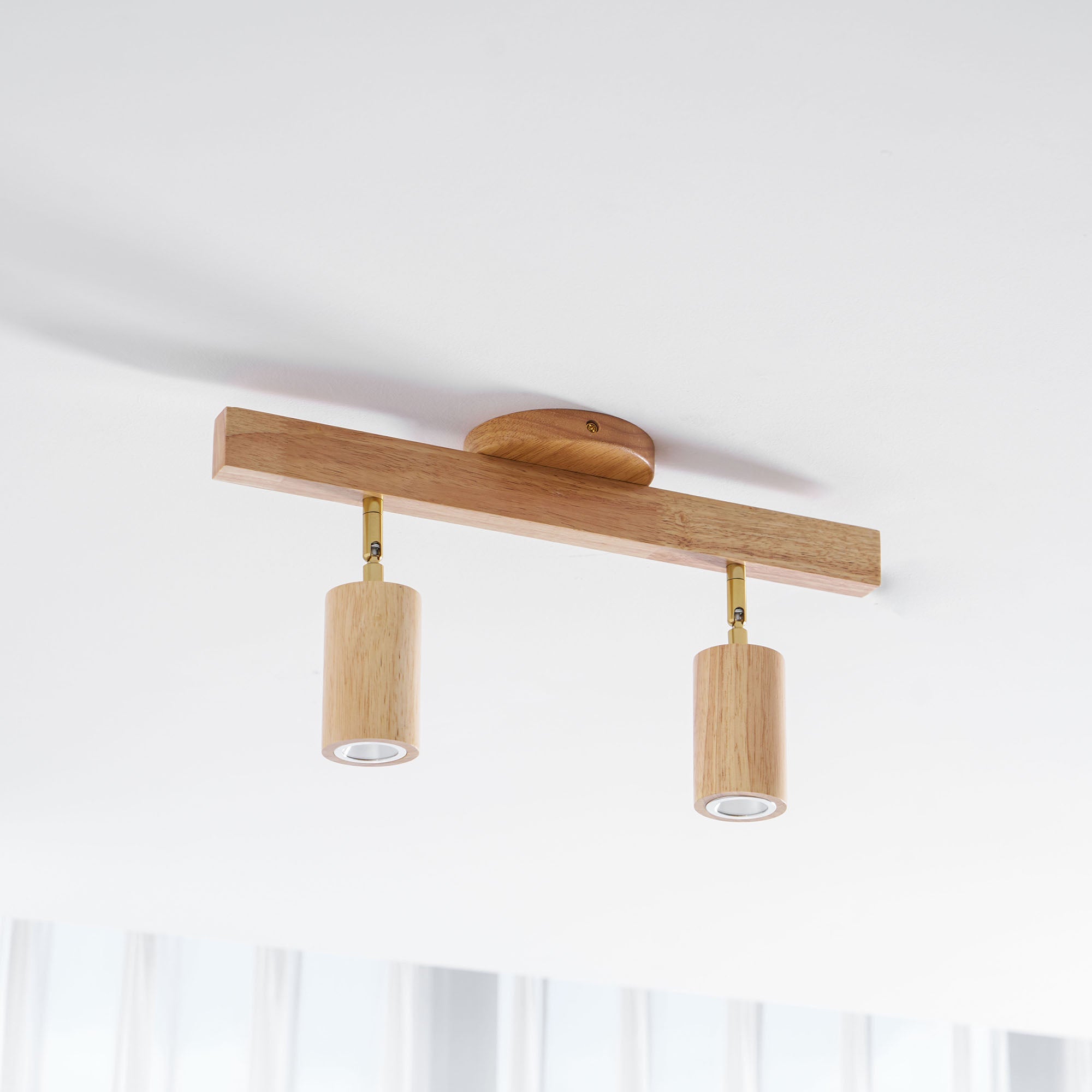 Wood Pendant Track Light 4 Heads 39.4 in Indoor Ceiling Wall Rustic Modern Lamp | Thomler