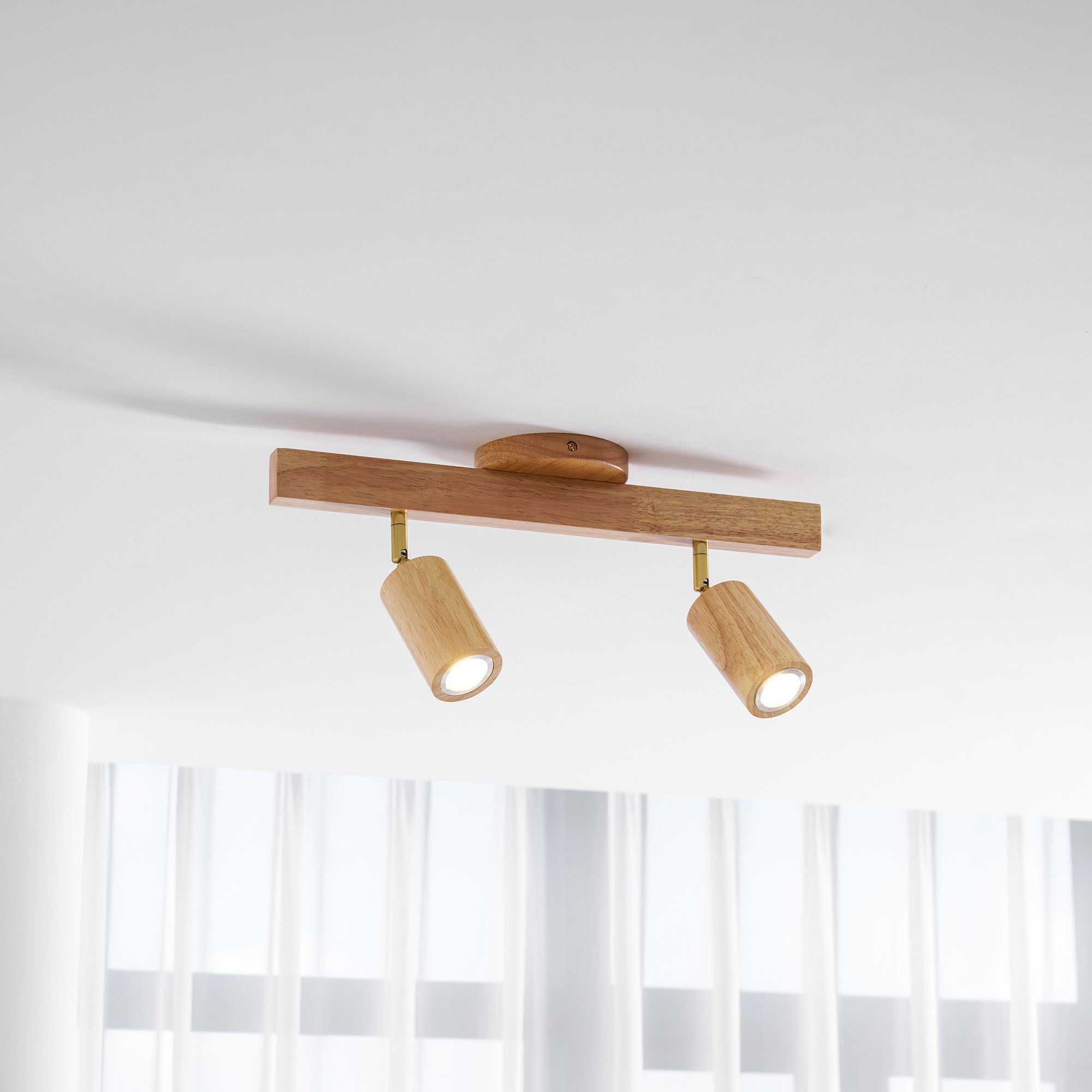 Wood Pendant Track Light 4 Heads 39.4 in Indoor Ceiling Wall Rustic Modern Lamp | Thomler