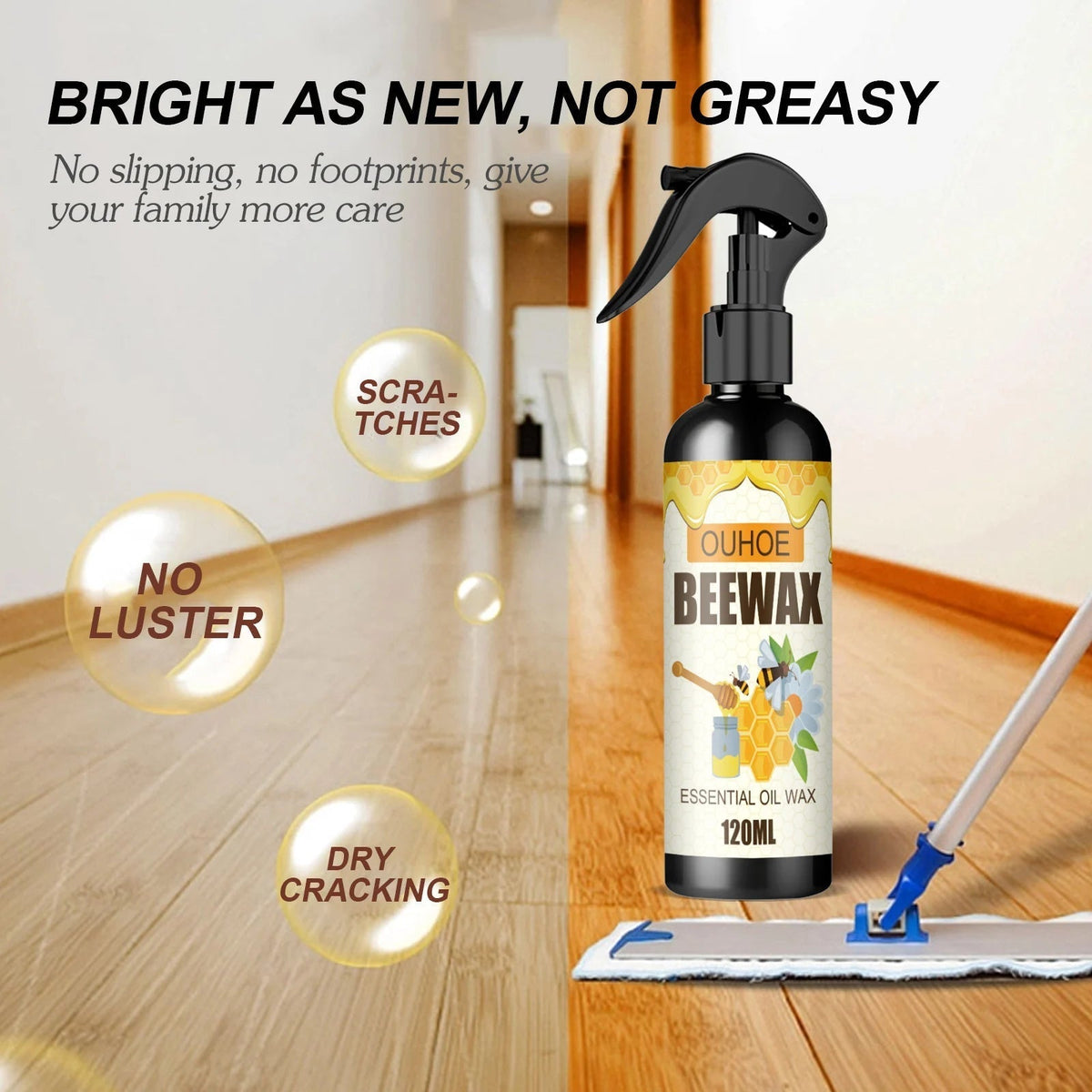Wood Furniture Polish Spray – Natural Beeswax Formula for Deep Cleaning & Long-Lasting Protection on Cabinets, Tables & All Wood Surfaces | Thomler