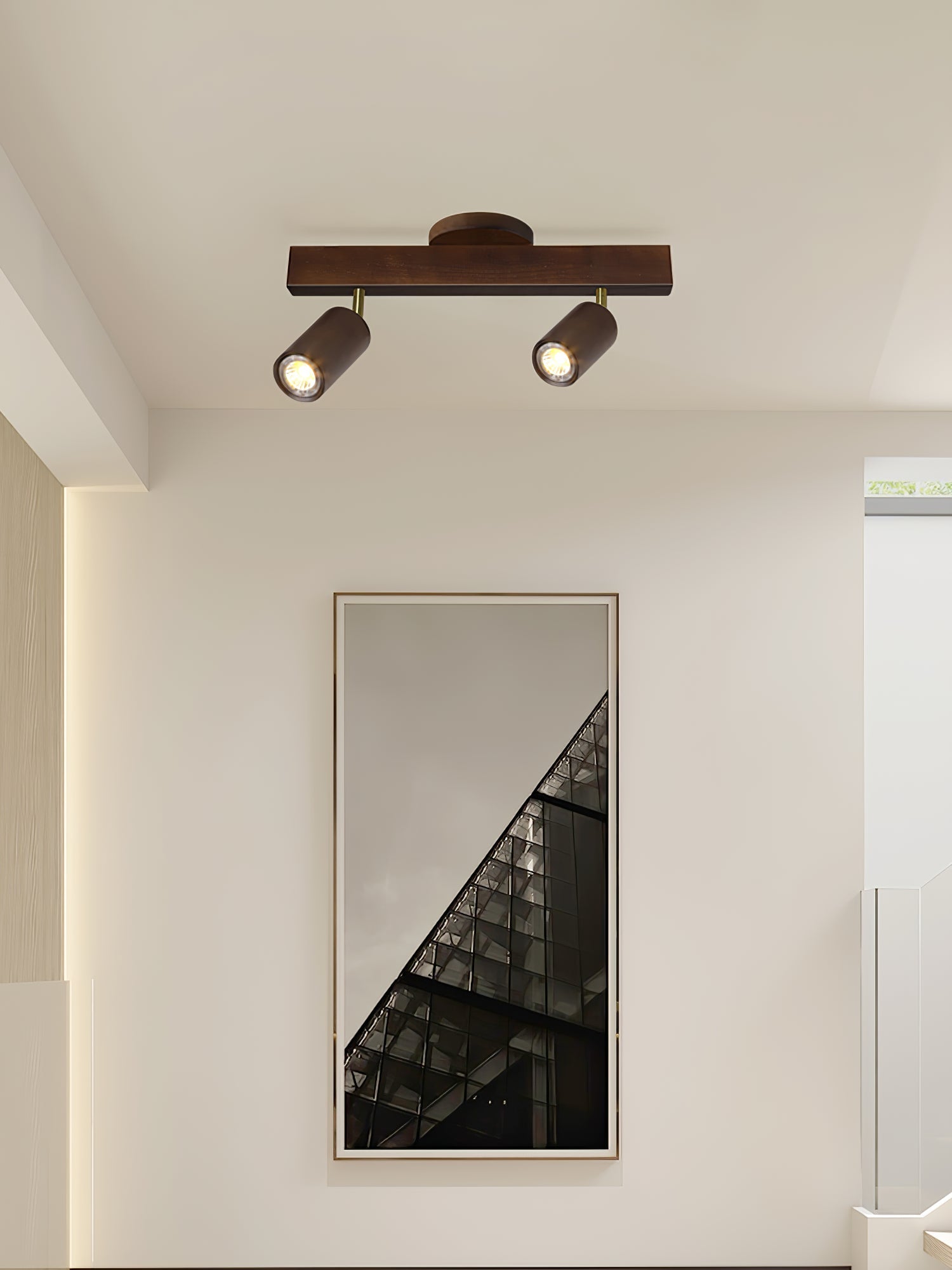Wood Pendant Track Light 4 Heads 39.4 in Indoor Ceiling Wall Rustic Modern Lamp | Thomler