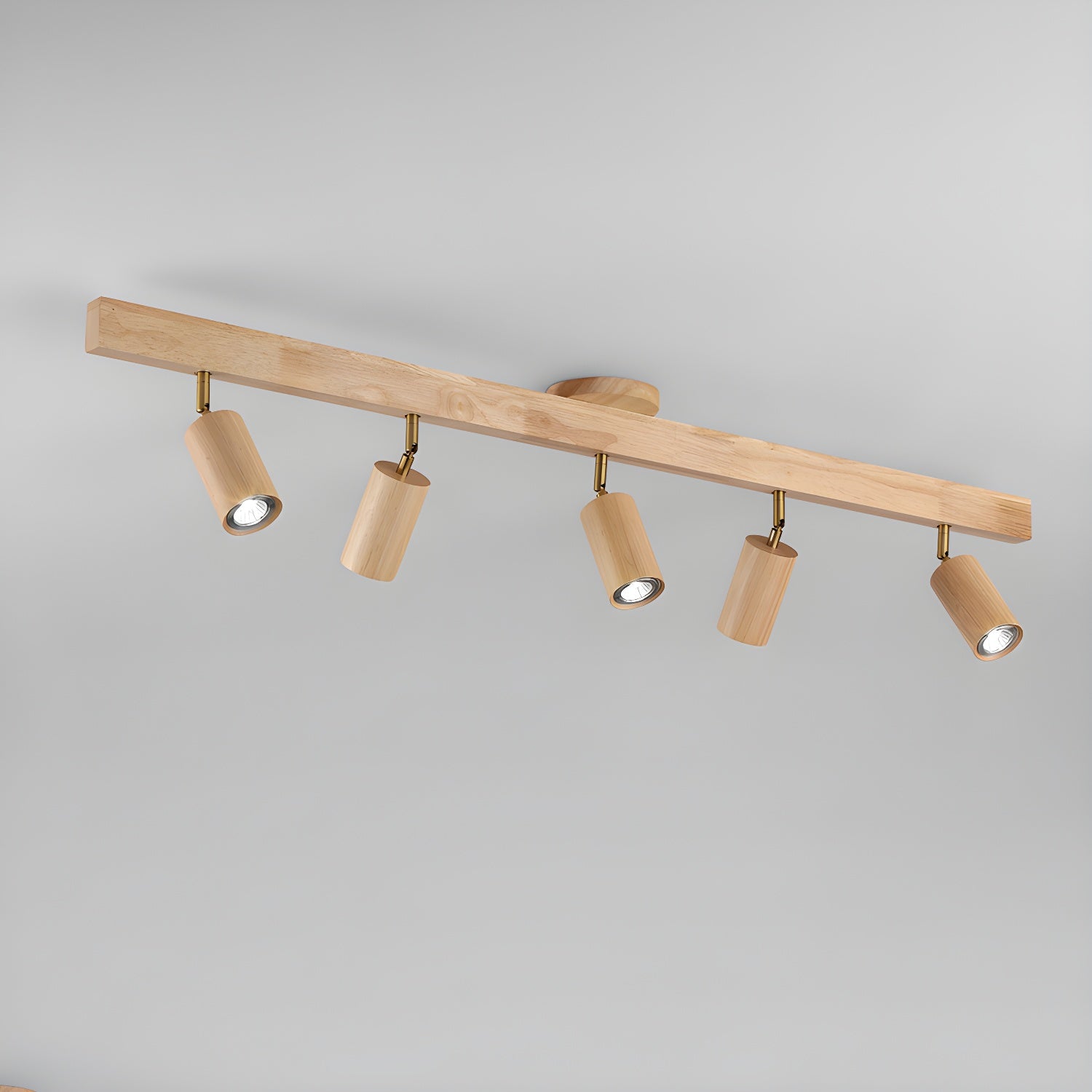 Wood Pendant Track Light 4 Heads 39.4 in Indoor Ceiling Wall Rustic Modern Lamp | Thomler