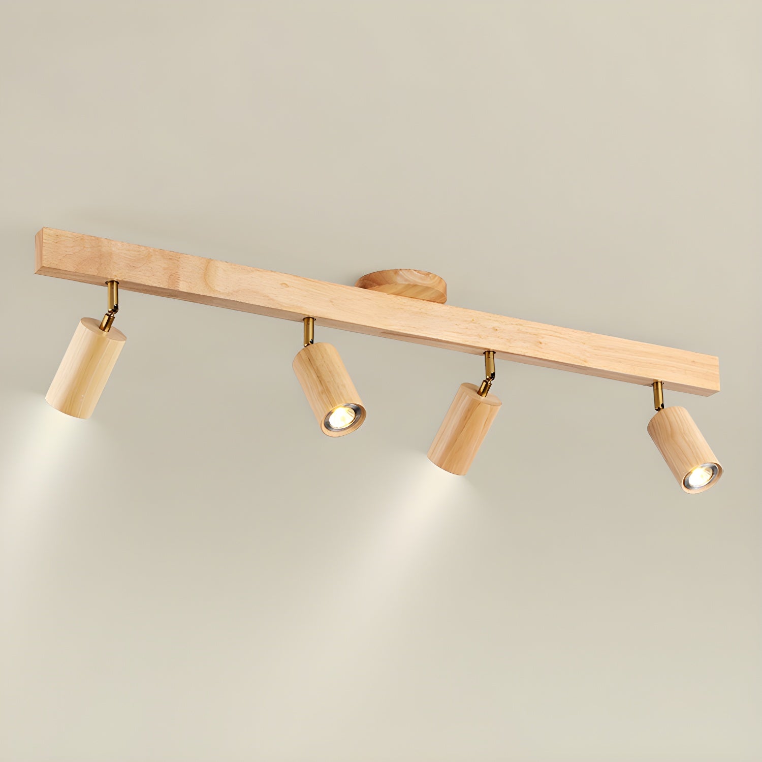 Wood Pendant Track Light 4 Heads 39.4 in Indoor Ceiling Wall Rustic Modern Lamp | Thomler