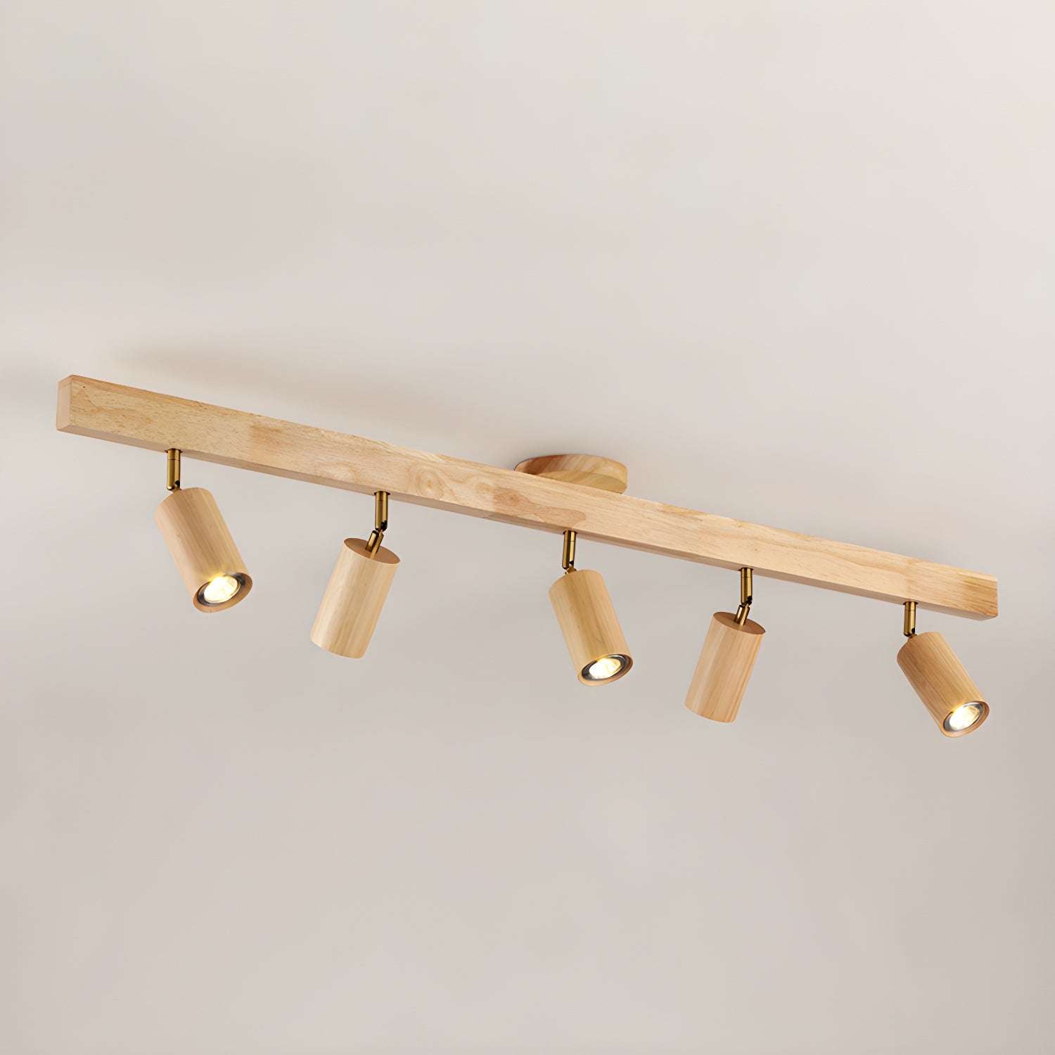 Wood Pendant Track Light 4 Heads 39.4 in Indoor Ceiling Wall Rustic Modern Lamp | Thomler