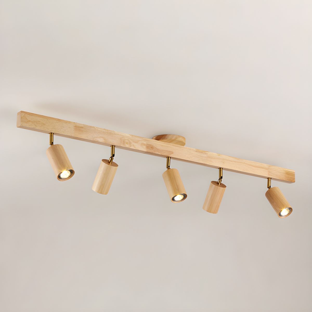 Wood Pendant Track Light 4 Heads 39.4 in Indoor Ceiling Wall Rustic Modern Lamp | Thomler