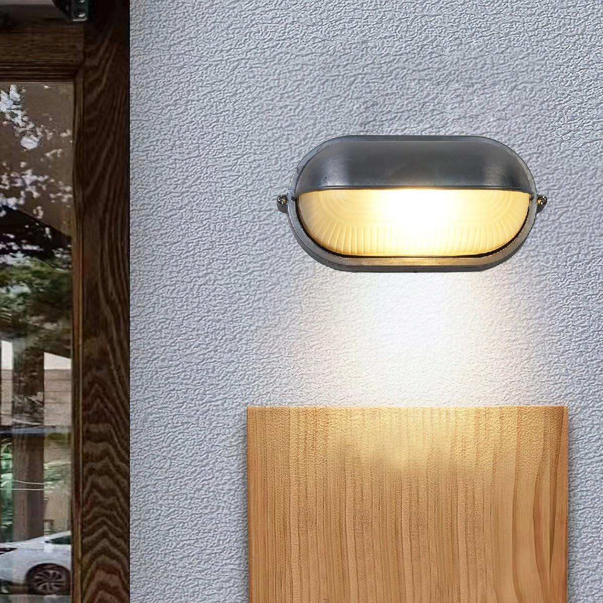 Contemporary Cylindrical Weatherproof Exterior Sconce – Hardwired Metal & Glass in Gold or Silver Finish – IP65 Rated for Patio, Deck & | Thomler
