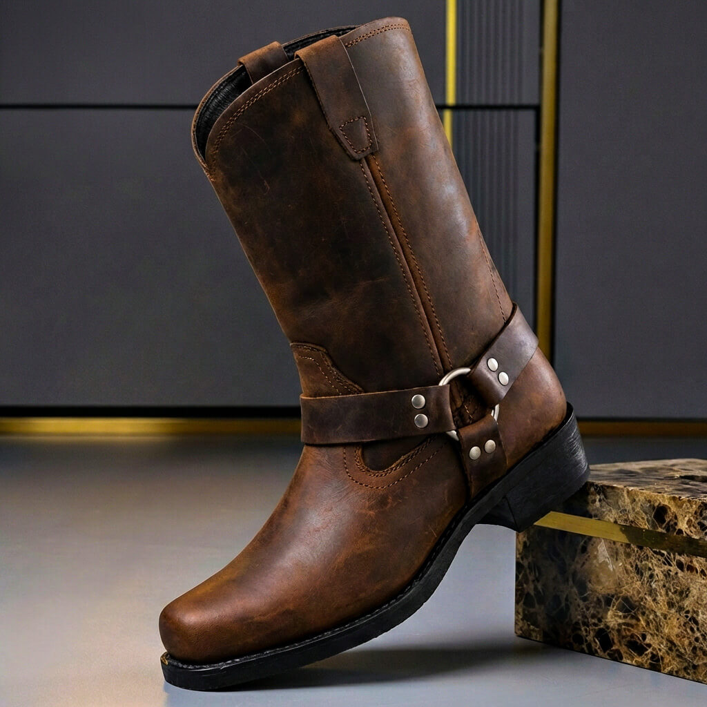 Navando | Vintage Harness Cowboylaarzen Voor Heren