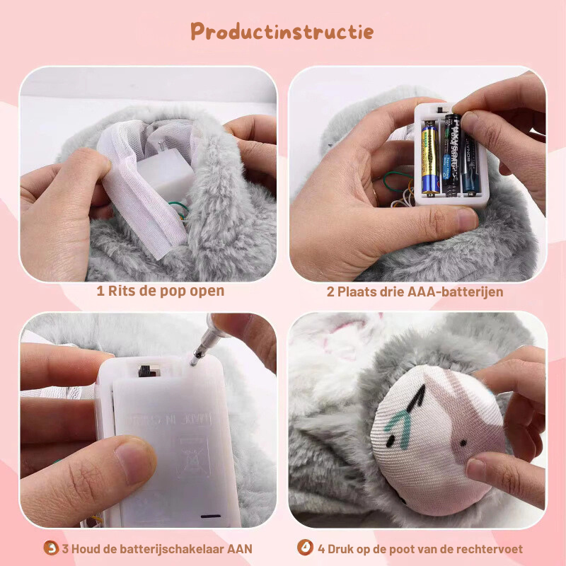 Plush Bunny Soft Fabric Light Up Heartbeat Sleep Comfort Cuddle Toy Relaxation Bedtime Companion For Children Adults | Thomler