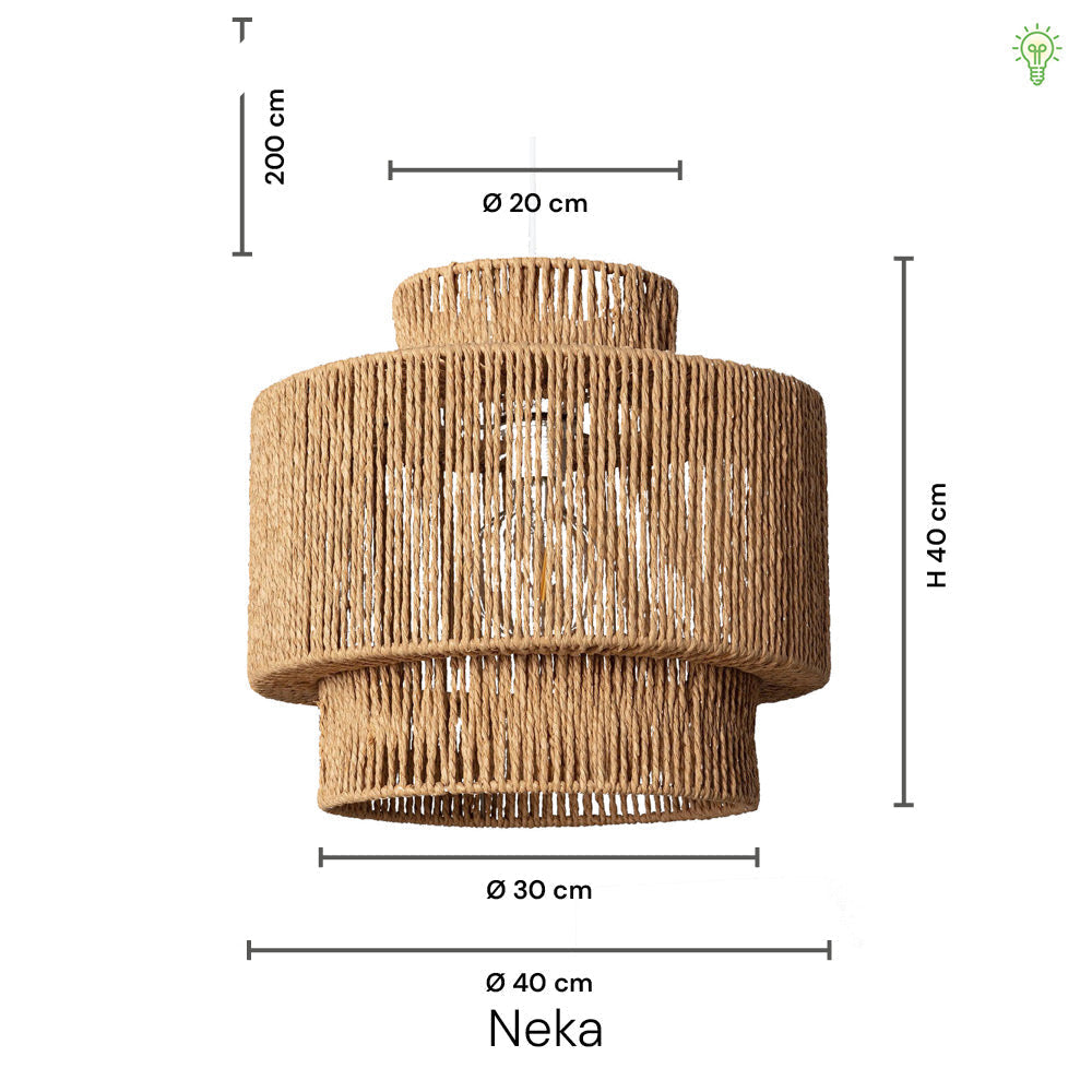 Rotan Hanglamp Ø 40cm Gevlochten Raffia E27 Natuurlijk Design | Sansoti