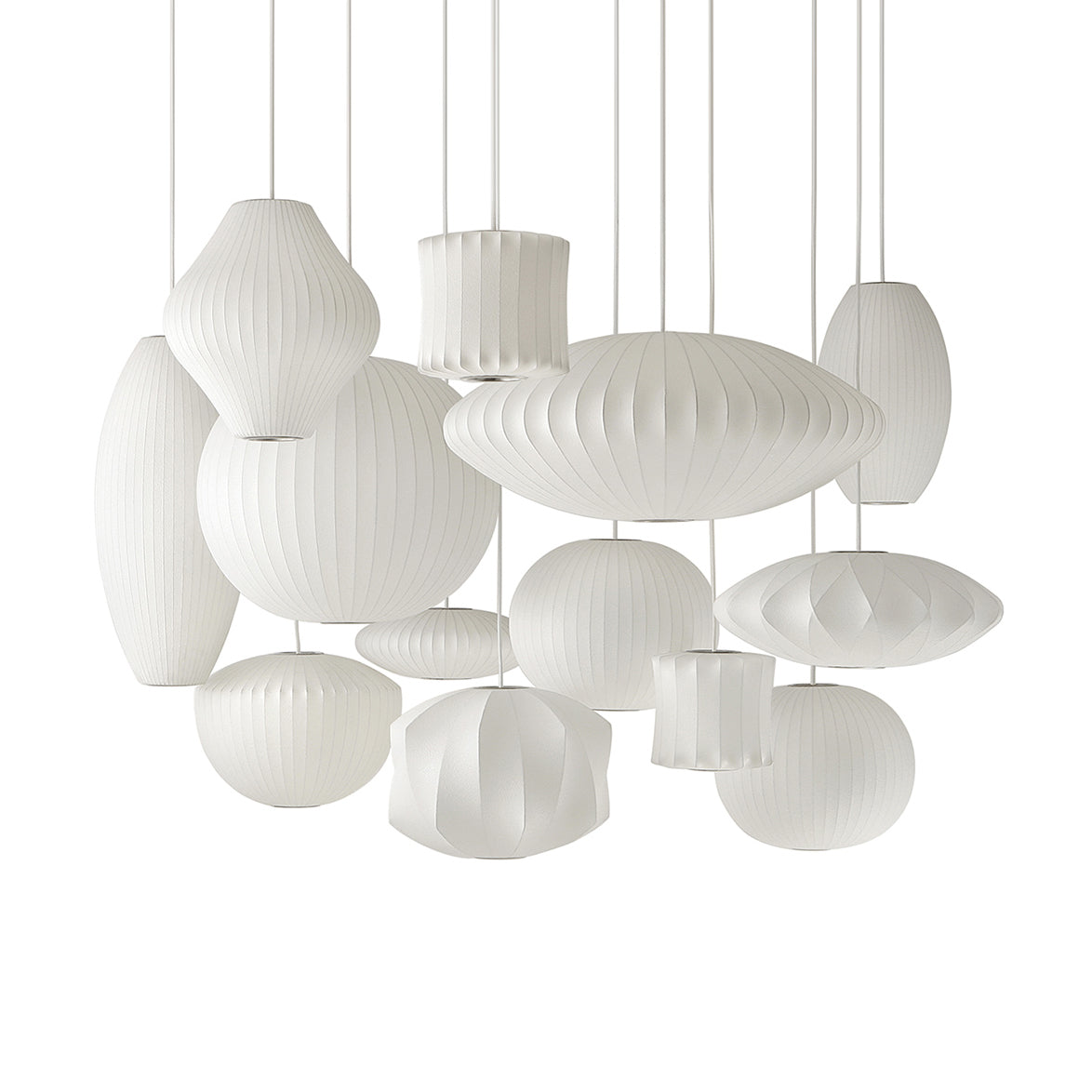Bubble Silk Pendant Light 19.7 in White Ceiling Dining Room Modern Hanging Lamp | Thomler