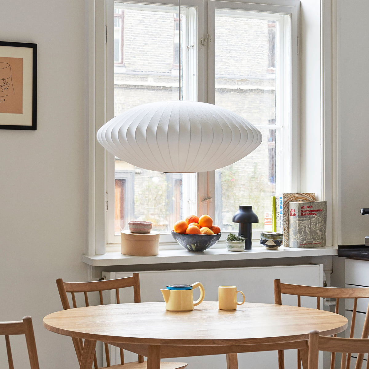Bubble Silk Pendant Light 19.7 in White Ceiling Dining Room Modern Hanging Lamp | Thomler