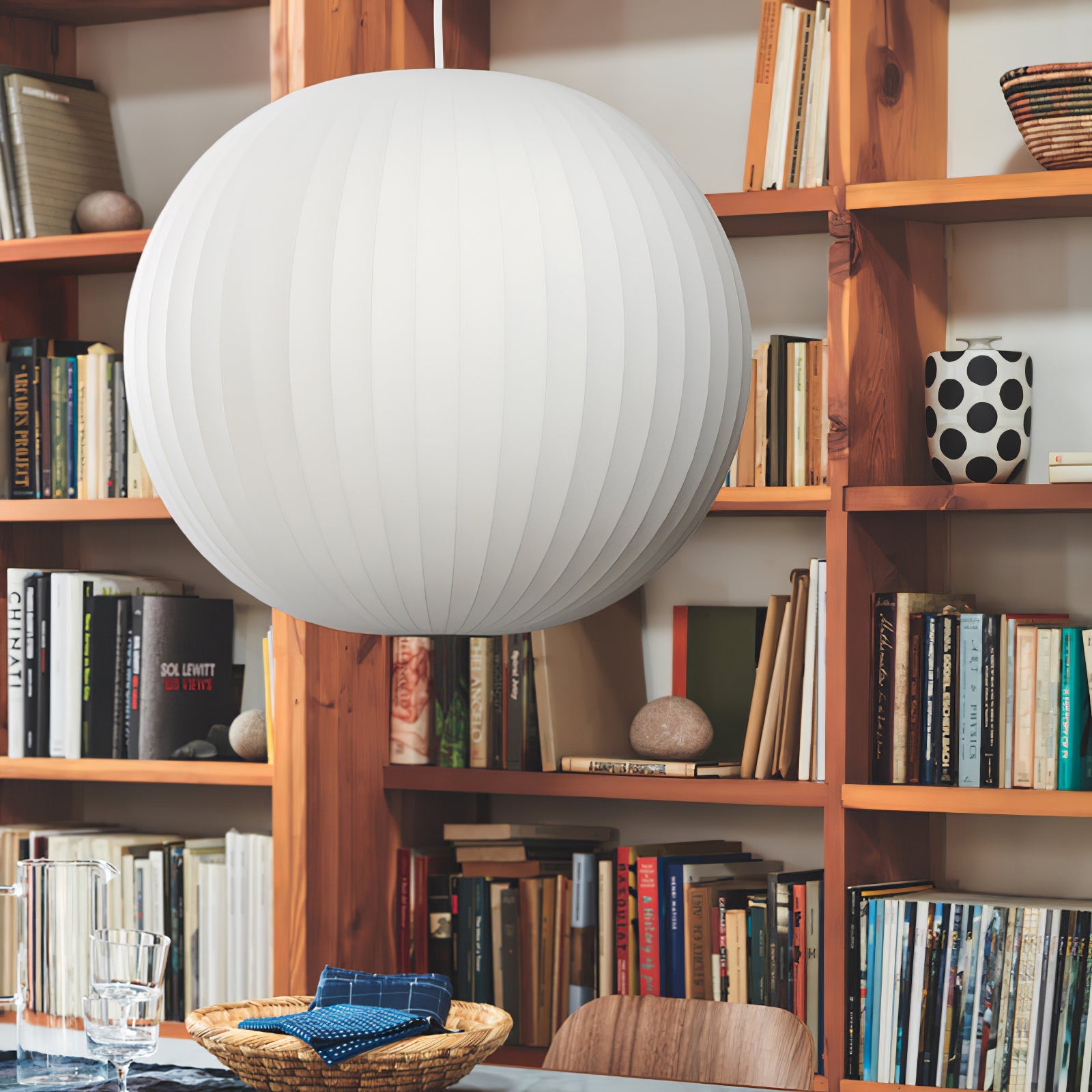 Bubble Silk Pendant Light 19.7 in White Ceiling Dining Room Modern Hanging Lamp | Thomler