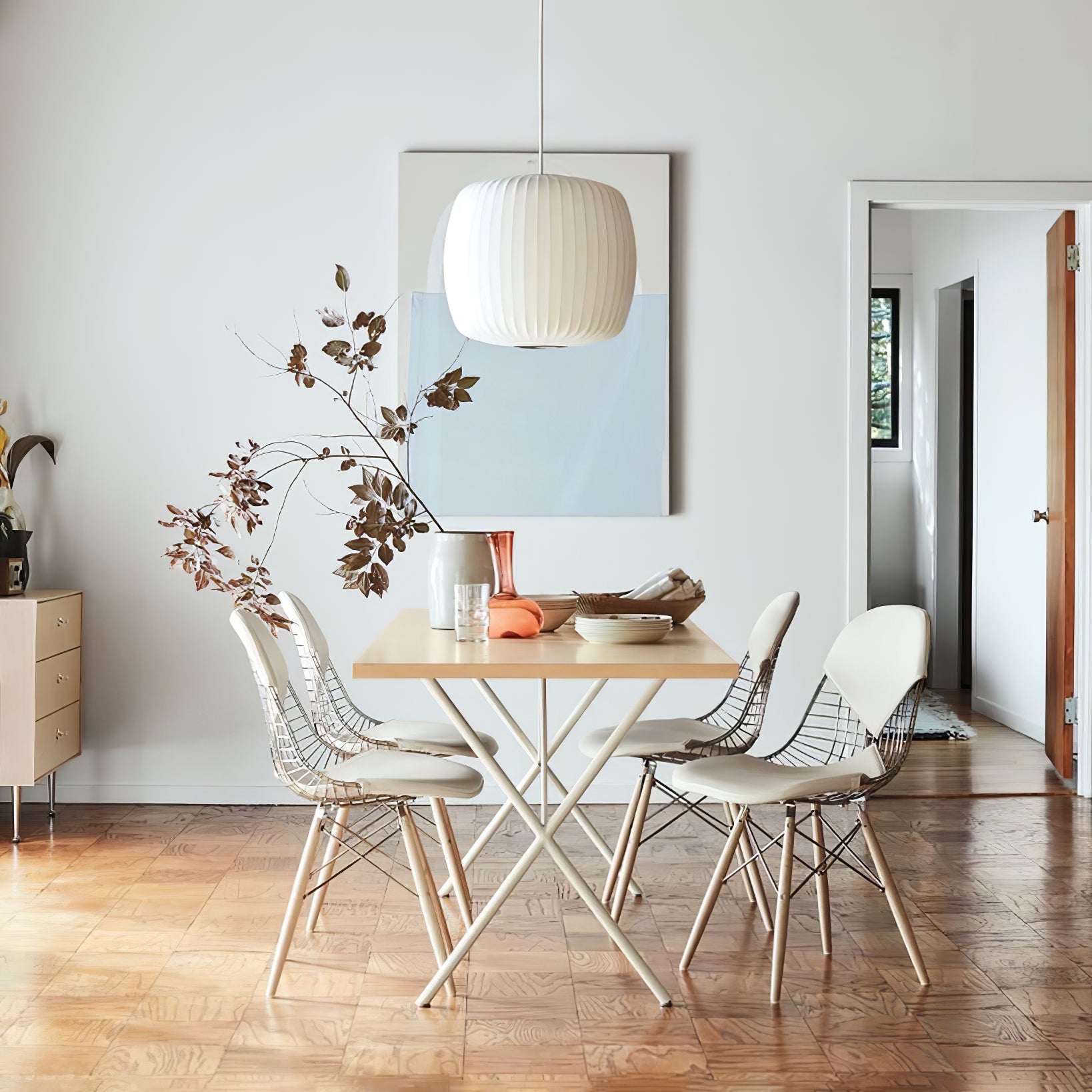 Bubble Silk Pendant Light 19.7 in White Ceiling Dining Room Modern Hanging Lamp | Thomler