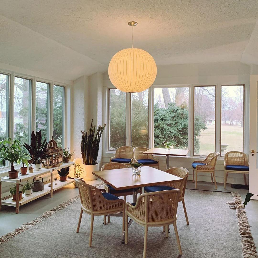 Bubble Silk Pendant Light 19.7 in White Ceiling Dining Room Modern Hanging Lamp | Thomler