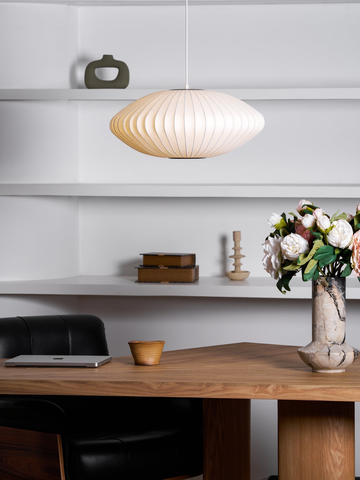 Bubble Silk Pendant Light 19.7 in White Ceiling Dining Room Modern Hanging Lamp | Thomler