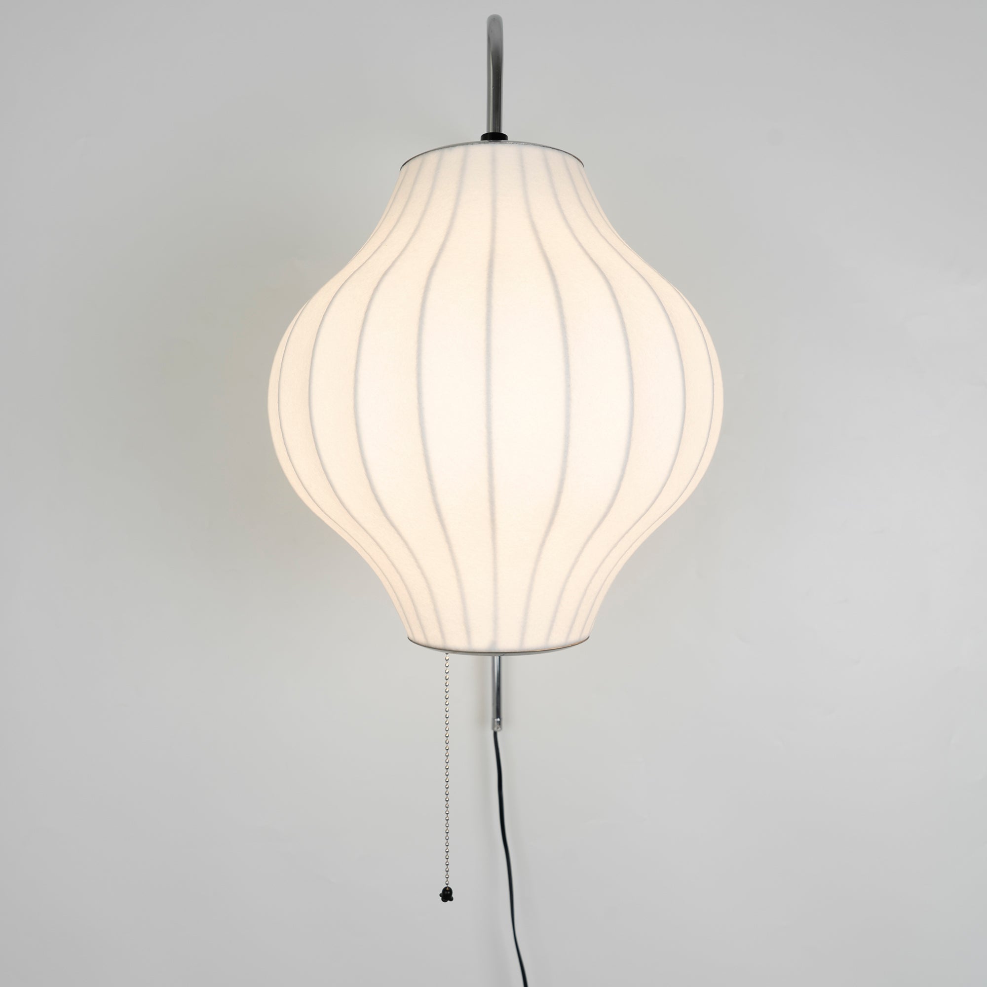 Wall Lamp Walnut Opal Shade 40.0 cm White Bedroom Living Room Plug In Reading Light Japandi Mid Century Accent Lighting | Thomler