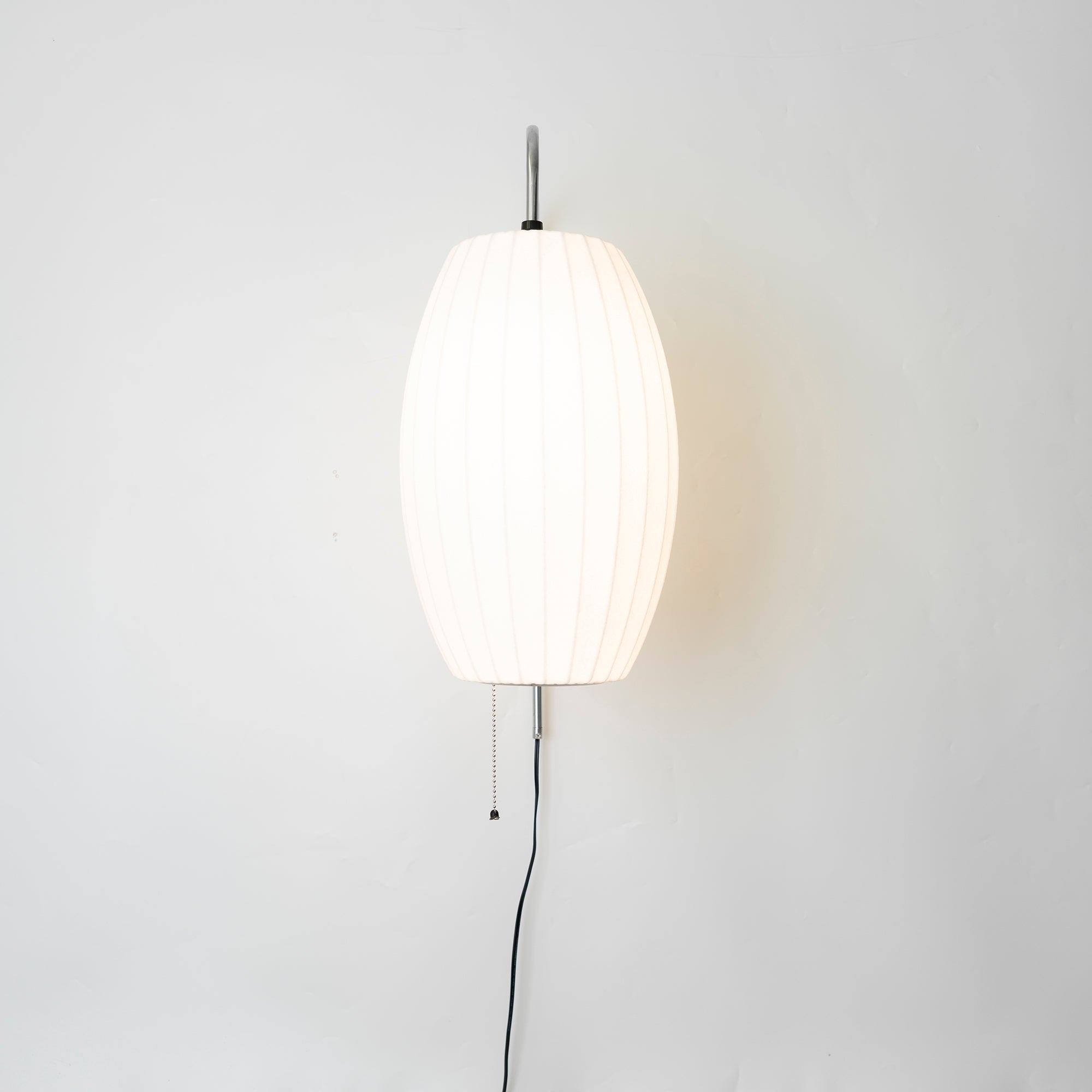 Wall Lamp Walnut Opal Shade 40.0 cm White Bedroom Living Room Plug In Reading Light Japandi Mid Century Accent Lighting | Thomler