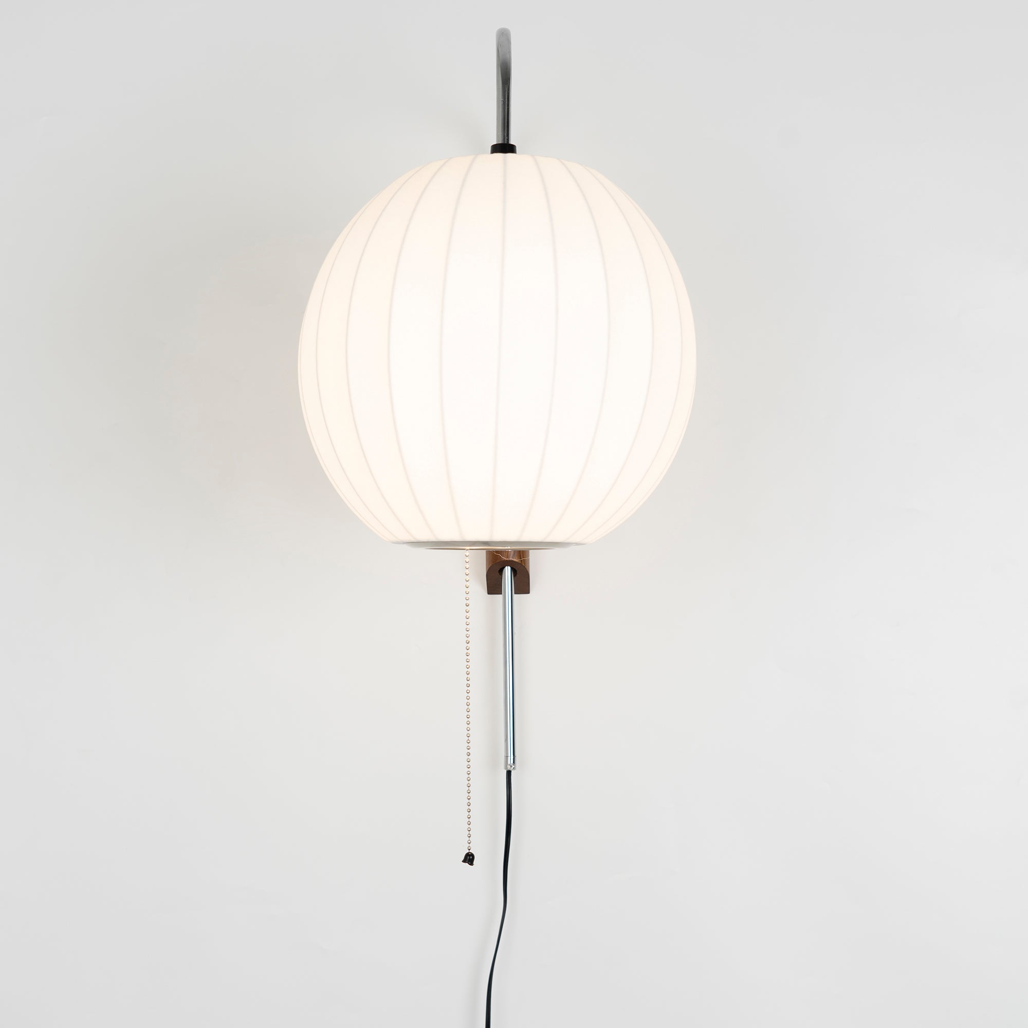 Wall Lamp Walnut Opal Shade 40.0 cm White Bedroom Living Room Plug In Reading Light Japandi Mid Century Accent Lighting | Thomler