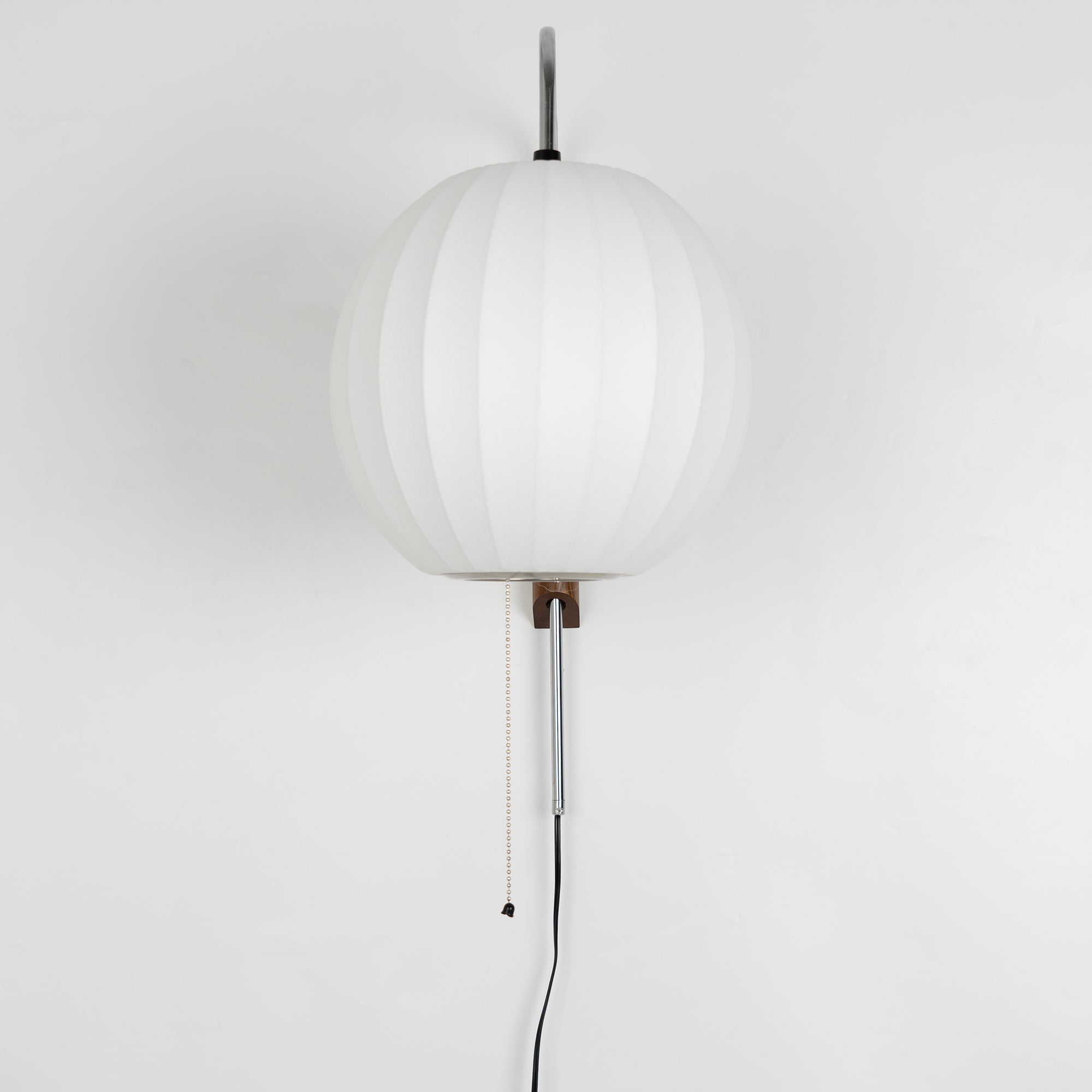 Wall Lamp Walnut Opal Shade 40.0 cm White Bedroom Living Room Plug In Reading Light Japandi Mid Century Accent Lighting | Thomler