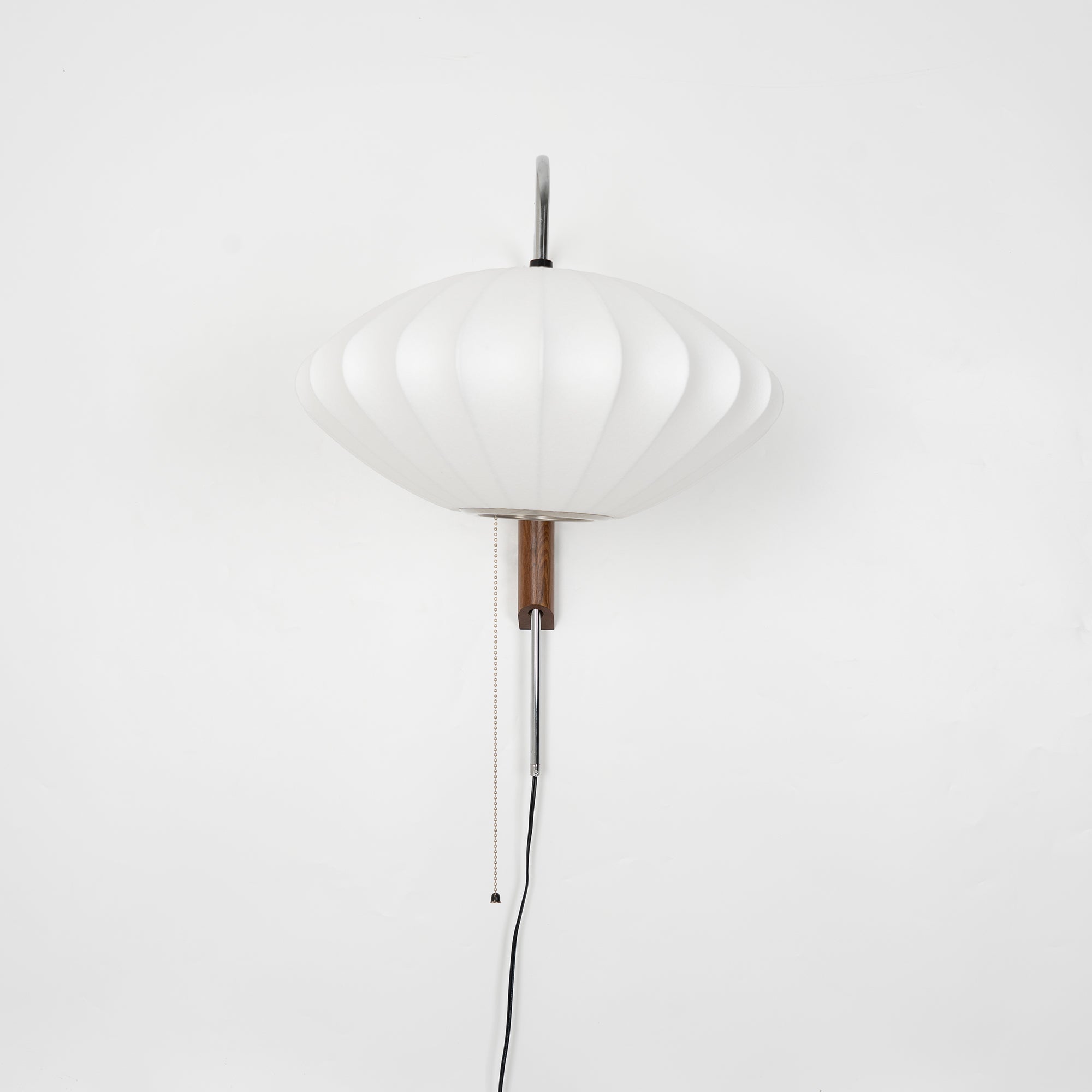 Wall Lamp Walnut Opal Shade 40.0 cm White Bedroom Living Room Plug In Reading Light Japandi Mid Century Accent Lighting | Thomler