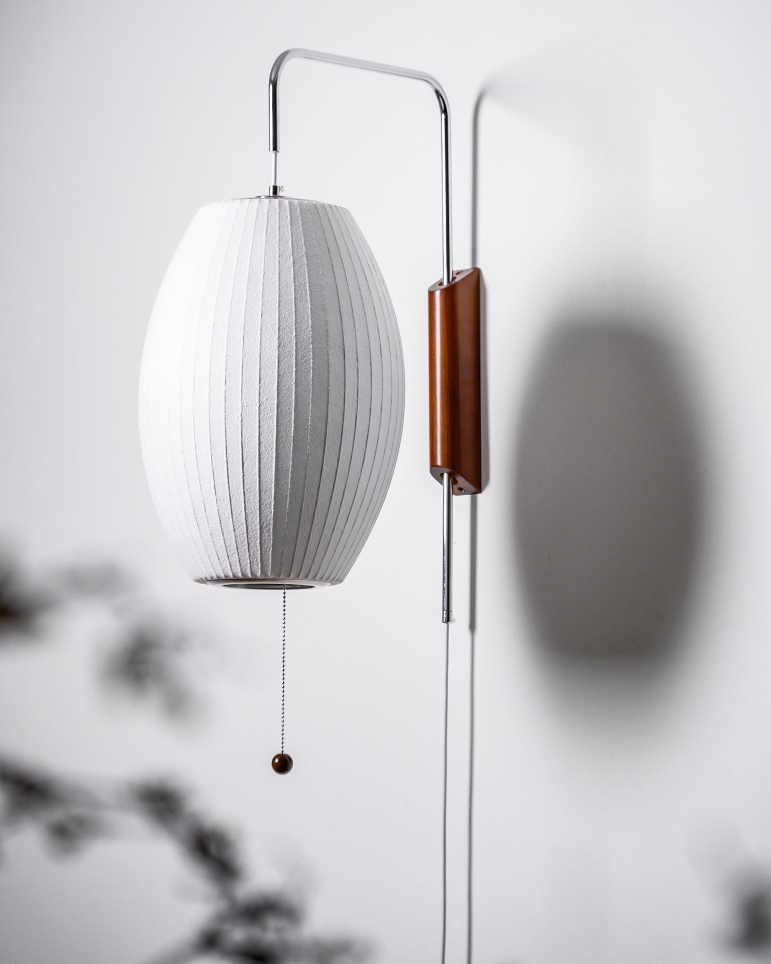 Ball Wall Sconce Swivel LED 15.7 in Chrome Walnut Indoor Lighting Adjustable Plug Cord | Thomler