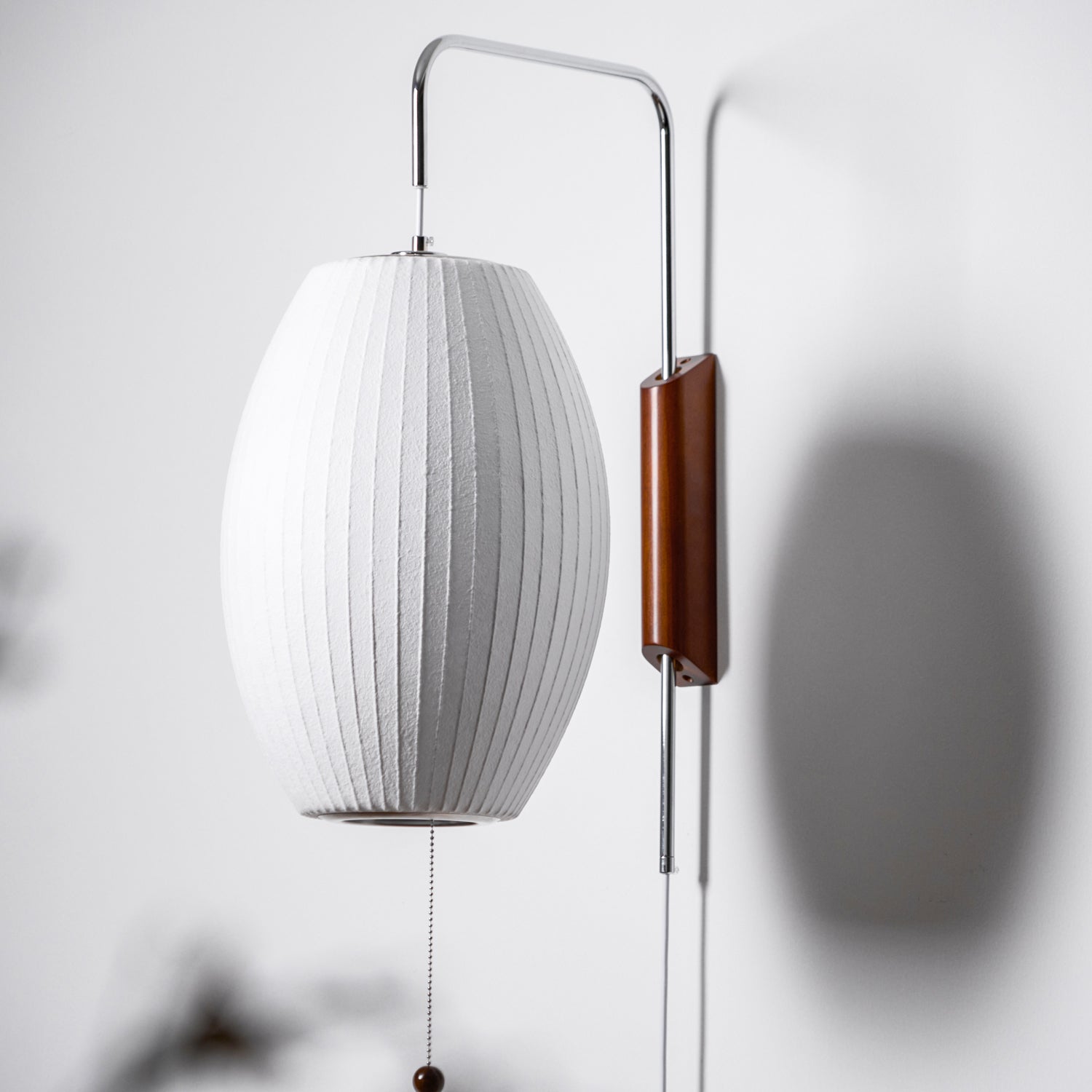 Ball Wall Sconce Swivel LED 15.7 in Chrome Walnut Indoor Lighting Adjustable Plug Cord | Thomler