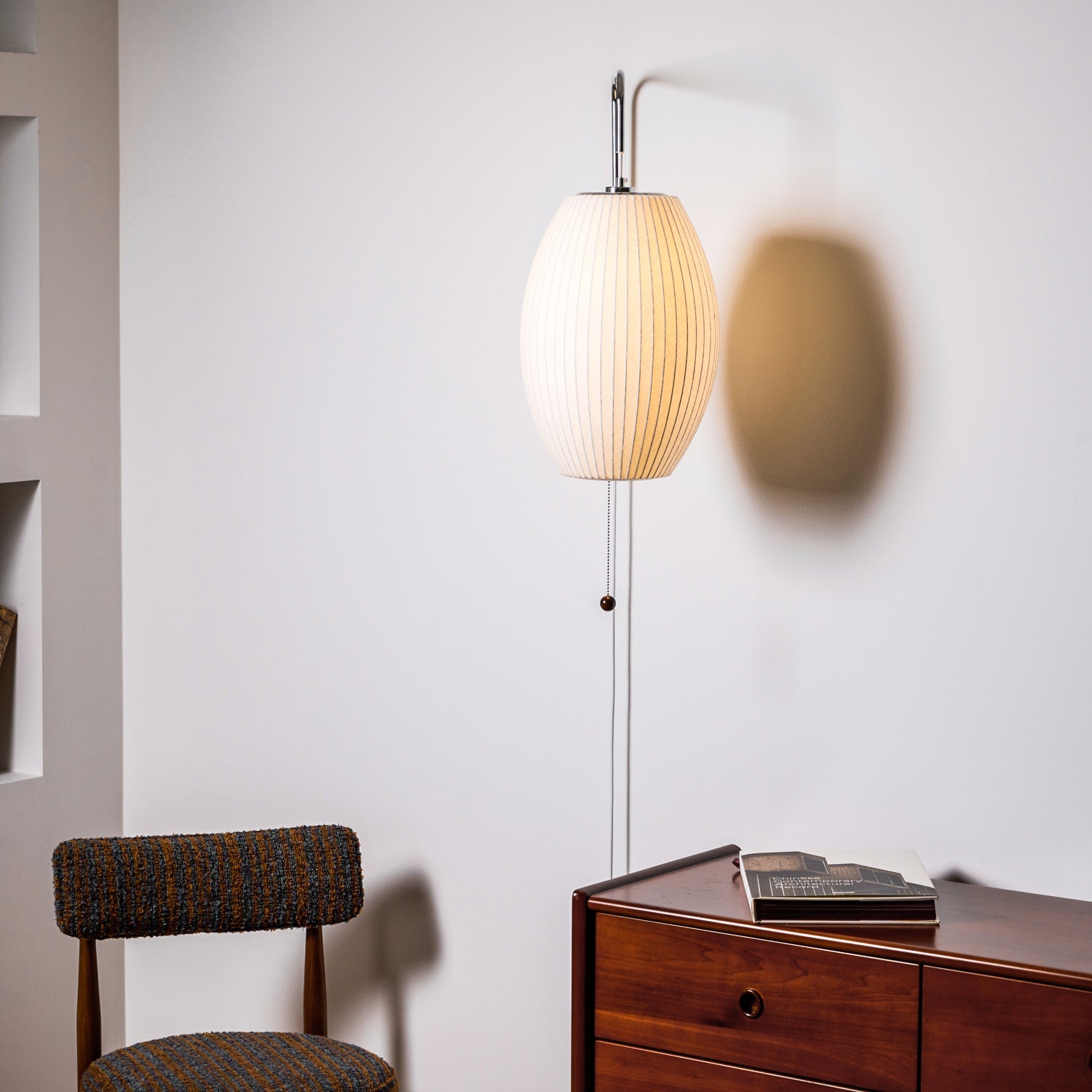 Ball Wall Sconce Swivel LED 15.7 in Chrome Walnut Indoor Lighting Adjustable Plug Cord | Thomler