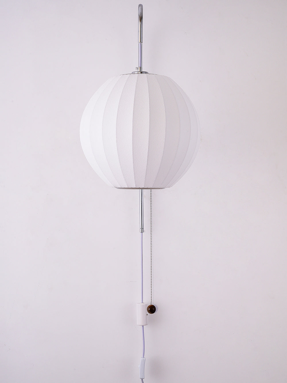 Wall Lamp Walnut Opal Shade 40.0 cm White Bedroom Living Room Plug In Reading Light Japandi Mid Century Accent Lighting | Thomler
