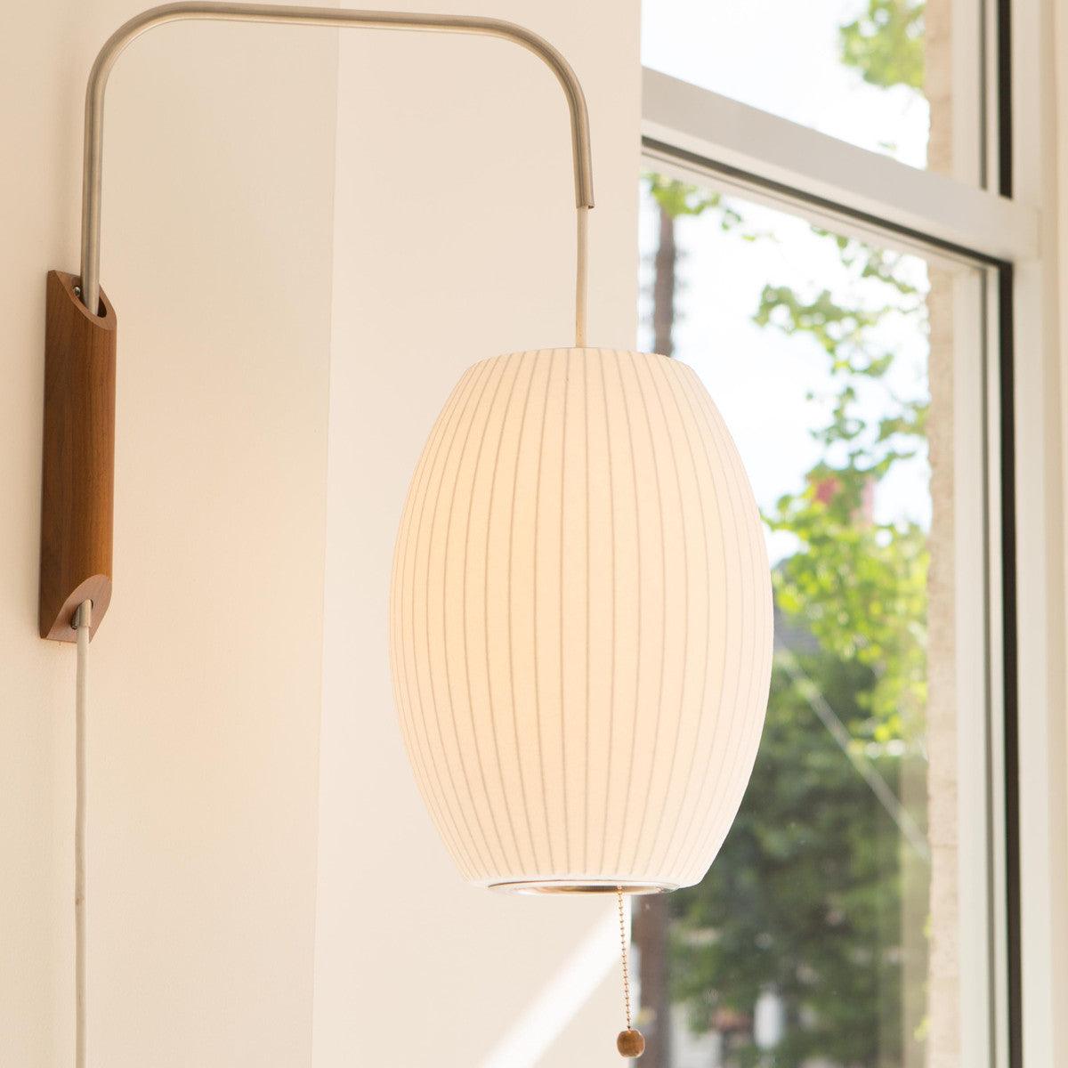 Ball Wall Sconce Swivel LED 15.7 in Chrome Walnut Indoor Lighting Adjustable Plug Cord | Thomler