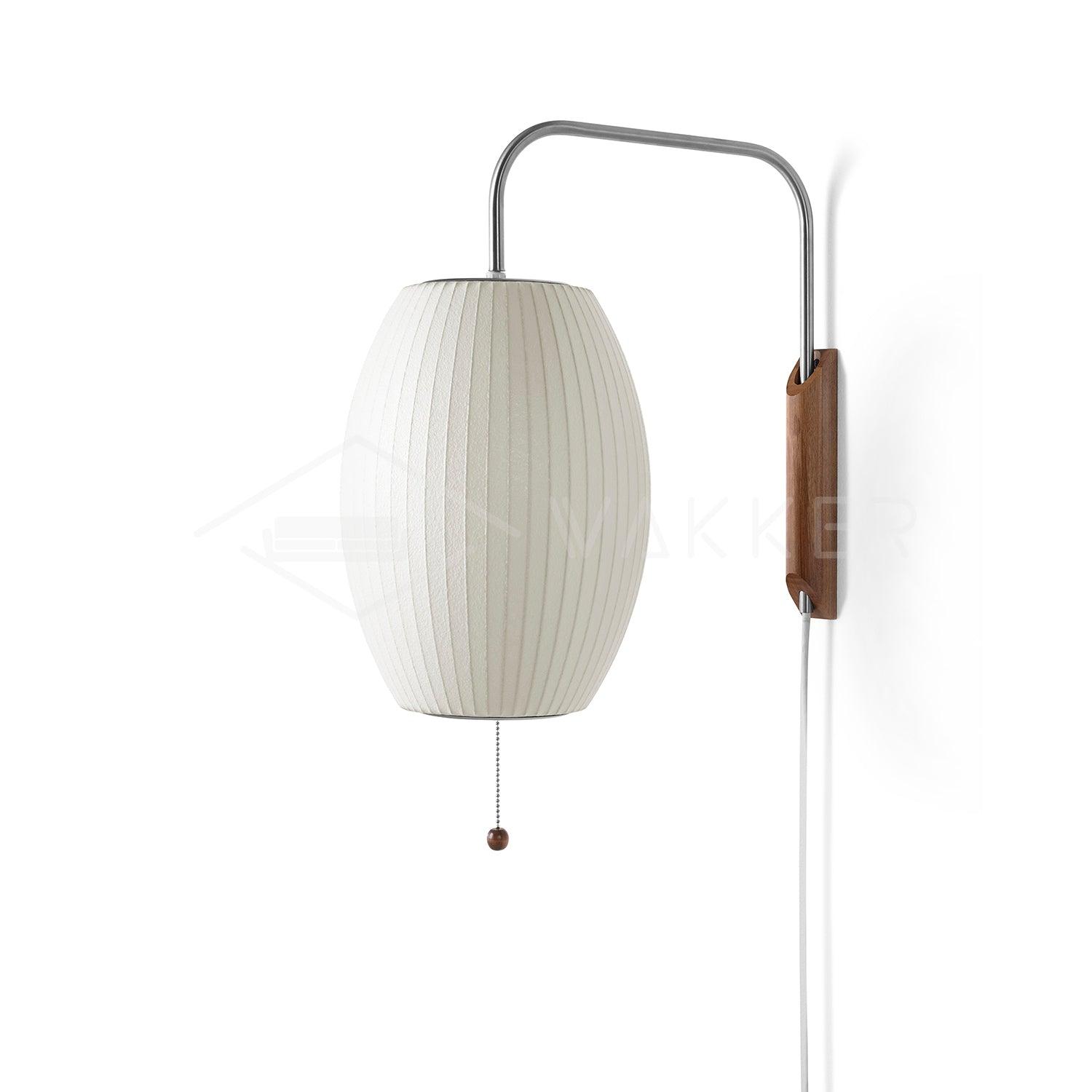 Ball Wall Sconce Swivel LED 15.7 in Chrome Walnut Indoor Lighting Adjustable Plug Cord | Thomler