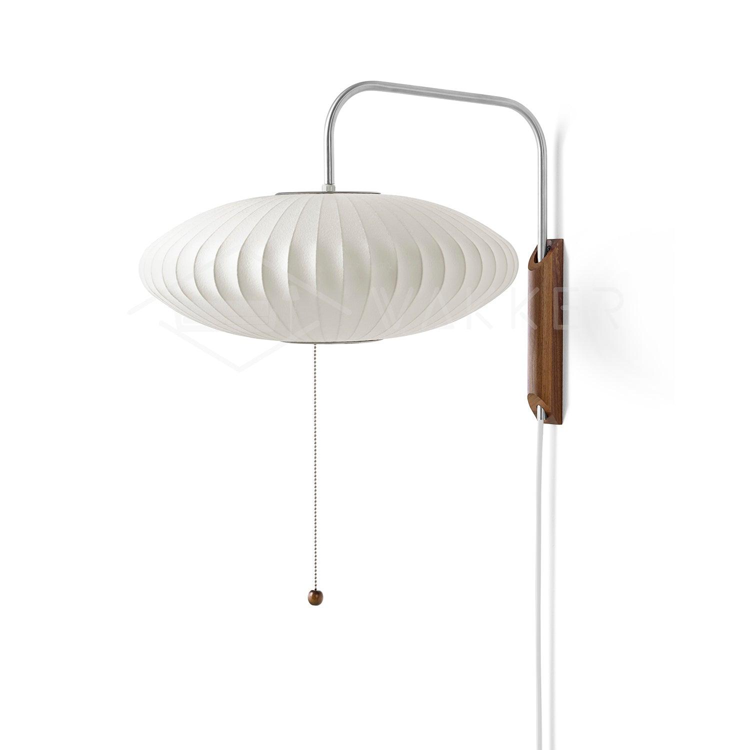 Ball Wall Sconce Swivel LED 15.7 in Chrome Walnut Indoor Lighting Adjustable Plug Cord | Thomler