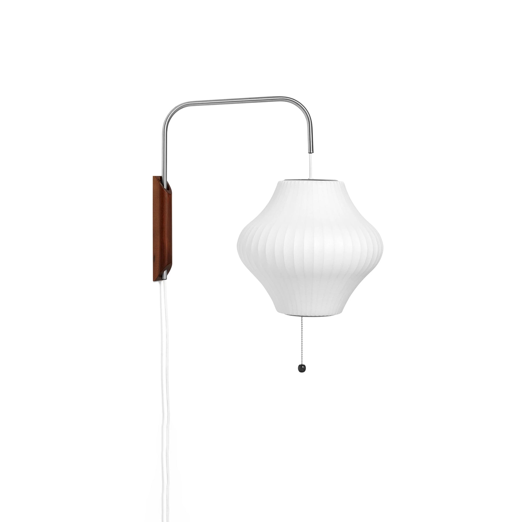 Wall Lamp Walnut Opal Shade 40.0 cm White Bedroom Living Room Plug In Reading Light Japandi Mid Century Accent Lighting | Thomler