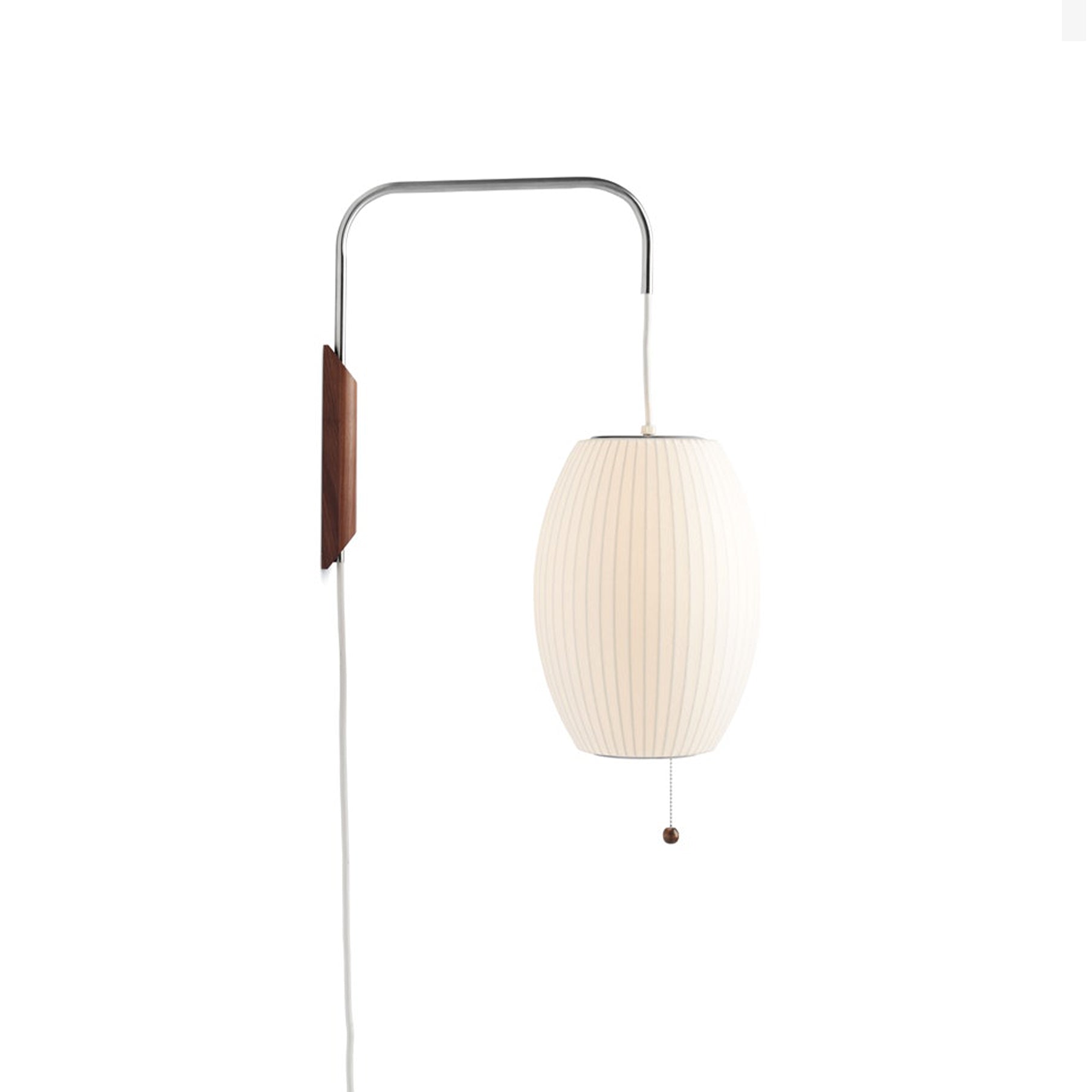Wall Lamp Walnut Opal Shade 40.0 cm White Bedroom Living Room Plug In Reading Light Japandi Mid Century Accent Lighting | Thomler
