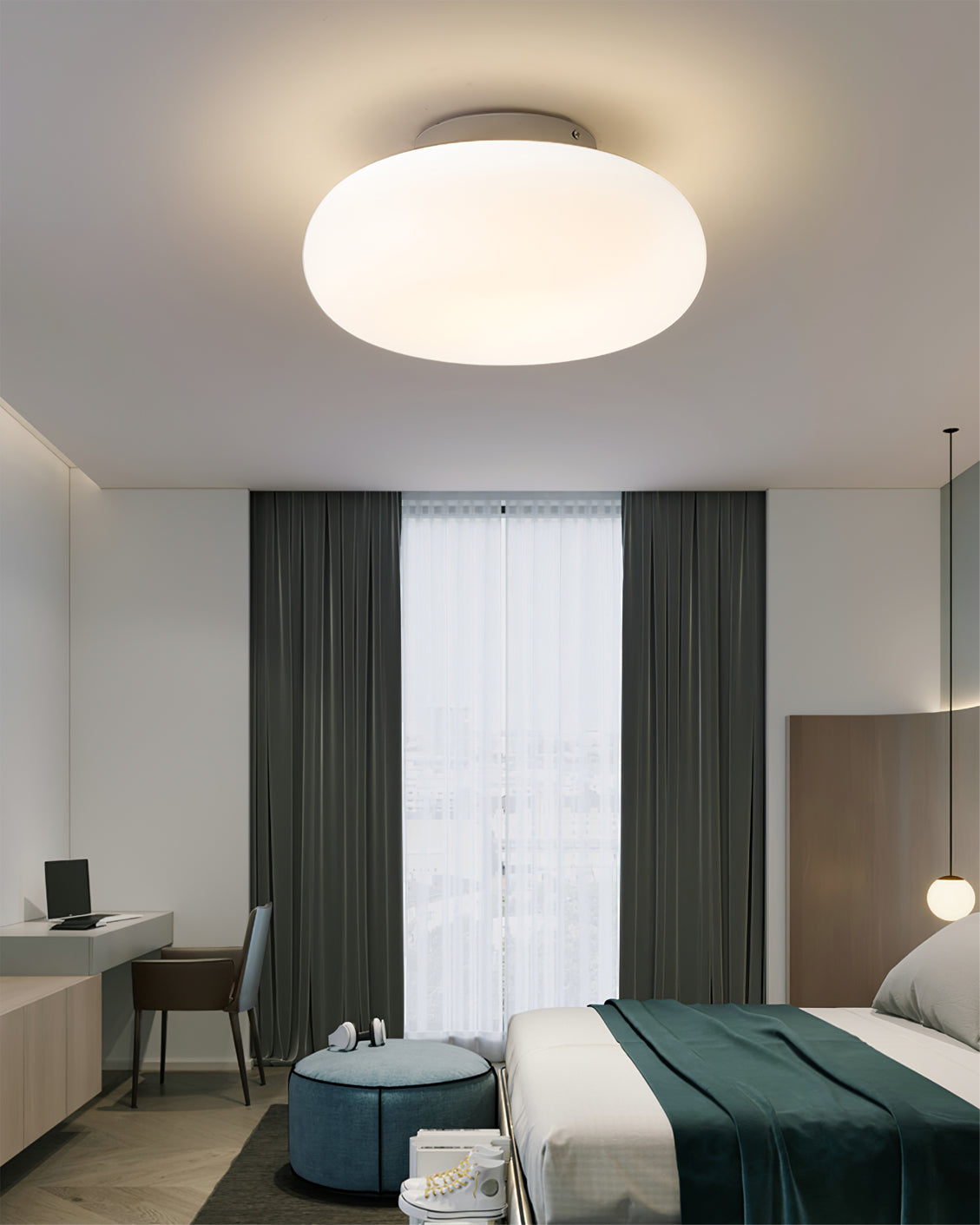 Ceiling Light Metal LED 7.9 in White Indoor Modern Living Room Bedroom Fixture | Thomler