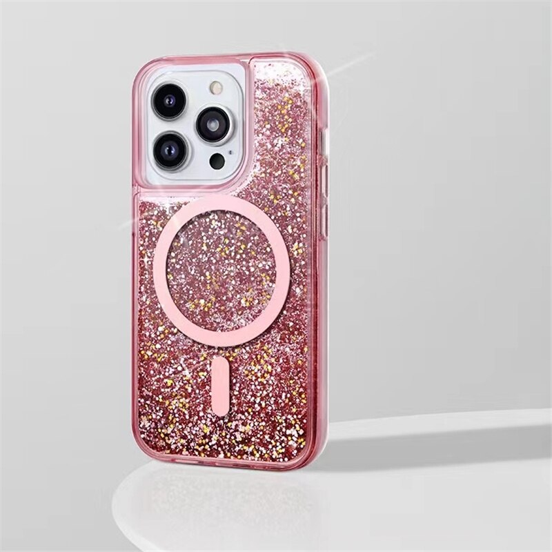 Glitter Liquid Quicksand MagSafe iPhone Case with Anti-Fingerprint TPU Shockproof Protection for iPhone 13 14 15 16 17 Pro Max Air | Thomler