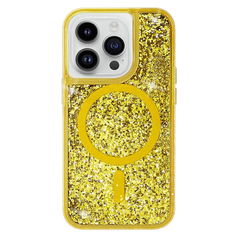 Glitter Liquid Quicksand MagSafe iPhone Case with Anti-Fingerprint TPU Shockproof Protection for iPhone 13 14 15 16 17 Pro Max Air | Thomler