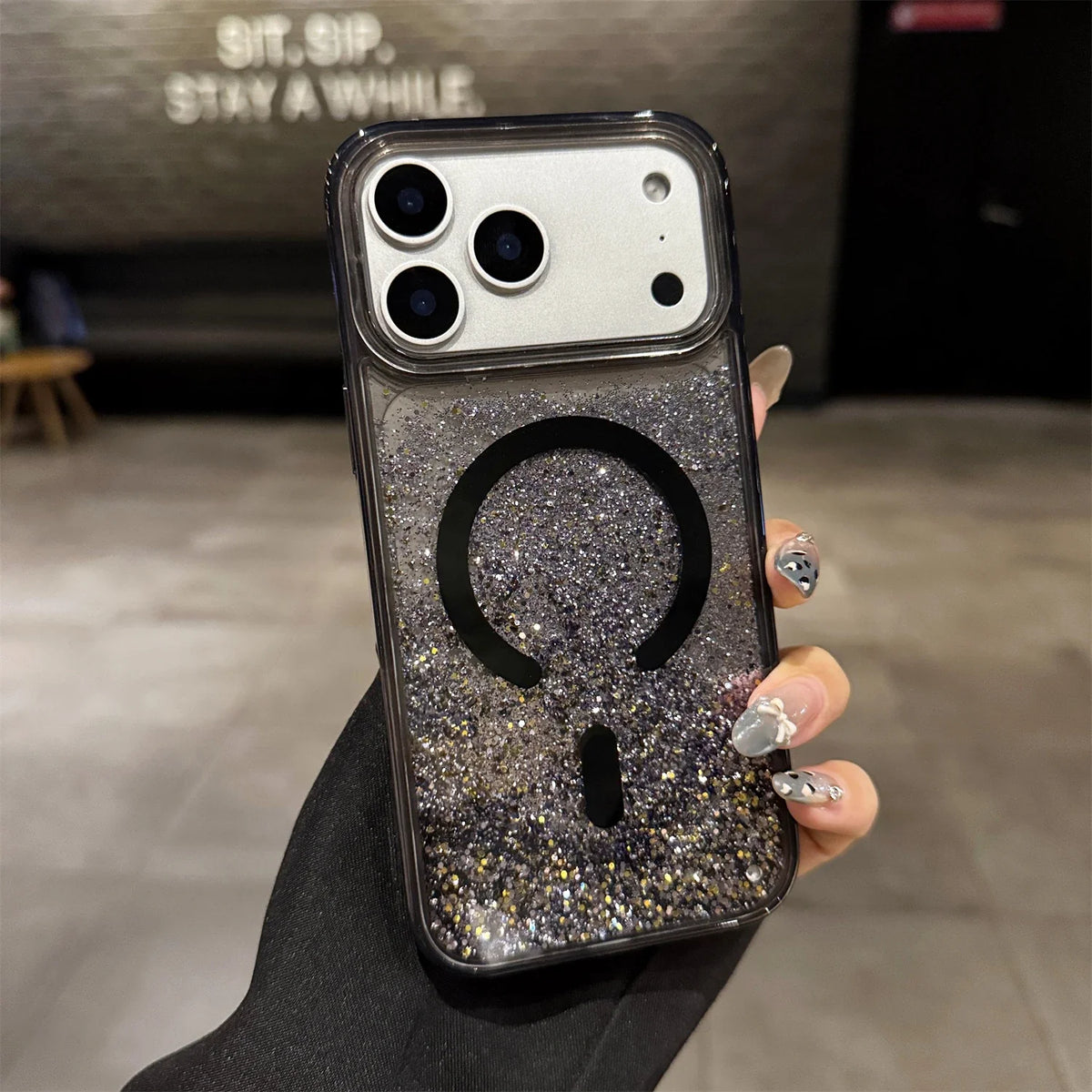 Glitter Liquid Quicksand MagSafe iPhone Case with Anti-Fingerprint TPU Shockproof Protection for iPhone 13 14 15 16 17 Pro Max Air | Thomler