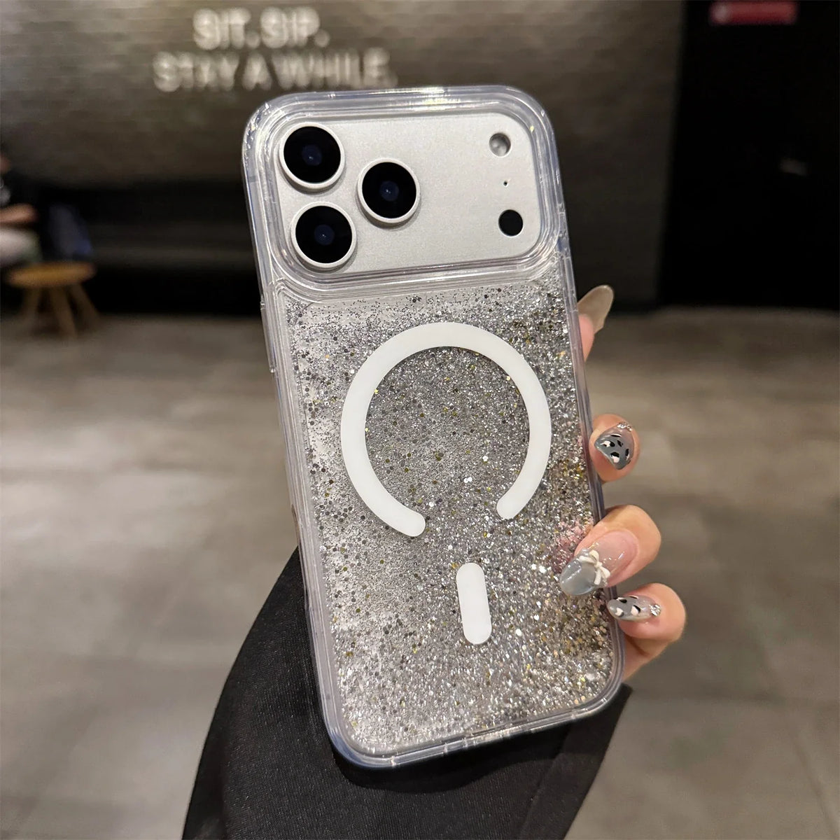 Glitter Liquid Quicksand MagSafe iPhone Case with Anti-Fingerprint TPU Shockproof Protection for iPhone 13 14 15 16 17 Pro Max Air | Thomler