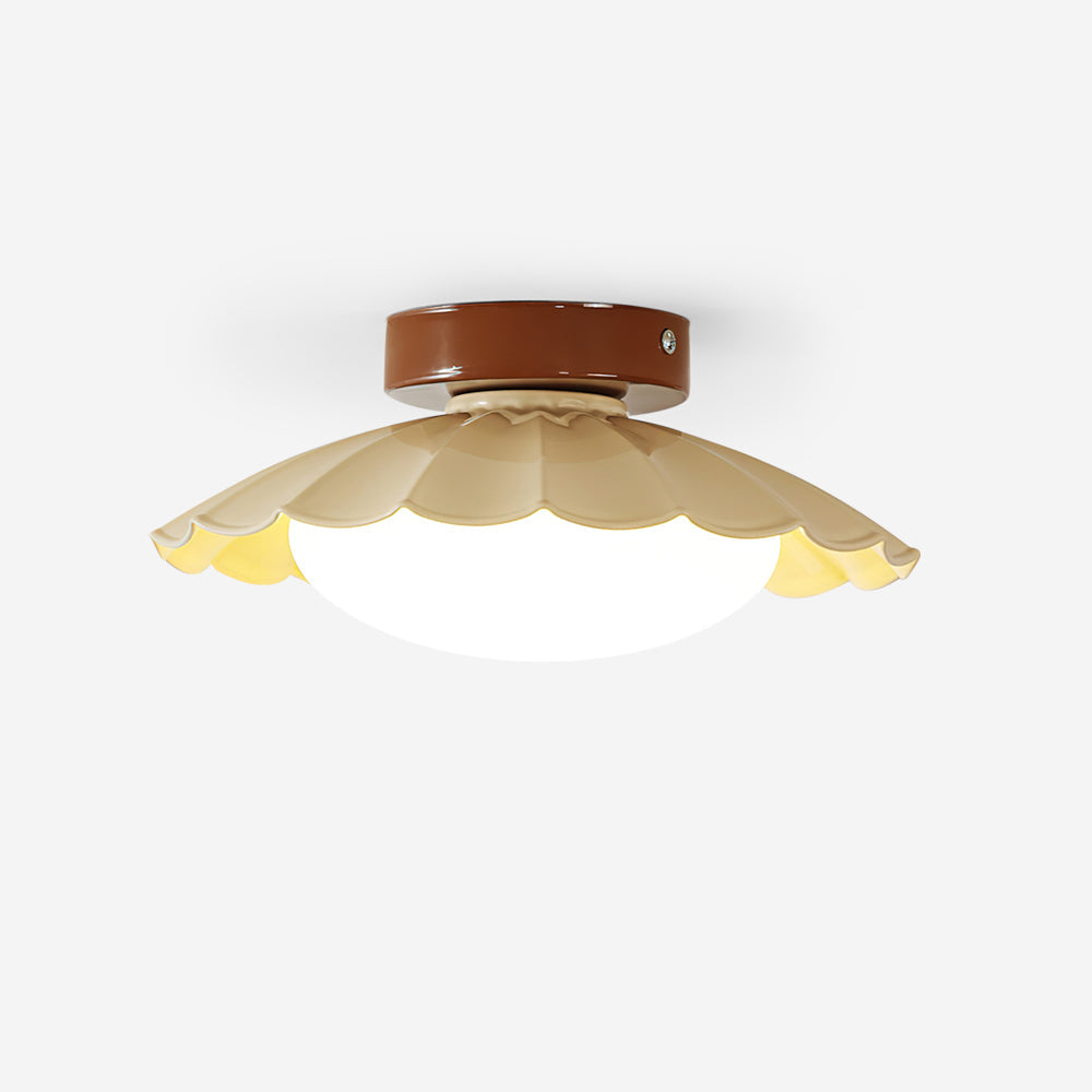 Ceiling Light Metal 9.8 in x 5.1 in Warm White LED Brown Beige White Walnut Living Room Bedroom Fixture | Thomler