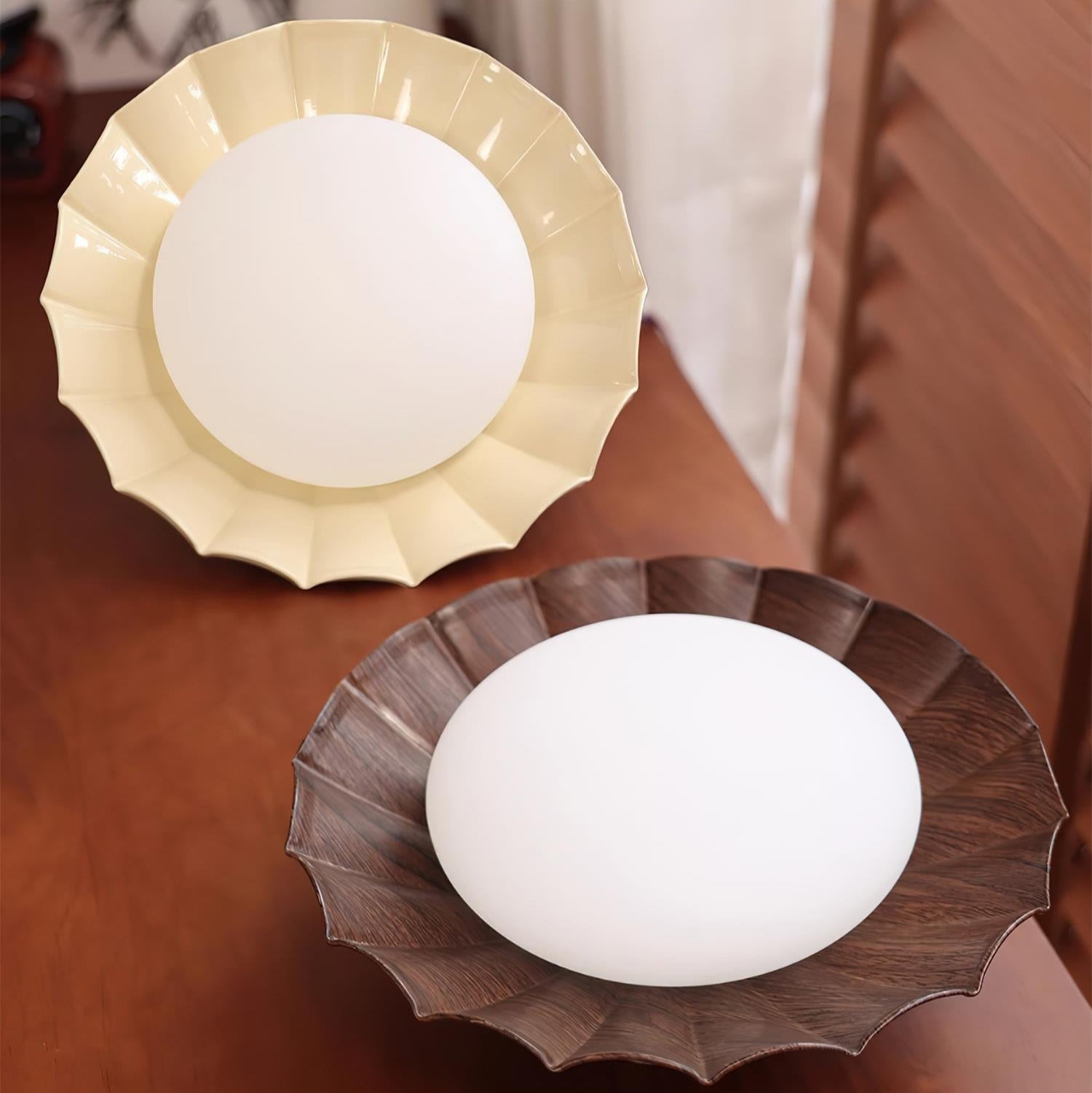 Ceiling Light Metal PE 9.8 in Flush Mount Bedroom Living Room Soft Ambient Lighting Scalloped Modern Indoor Fixture | Thomler