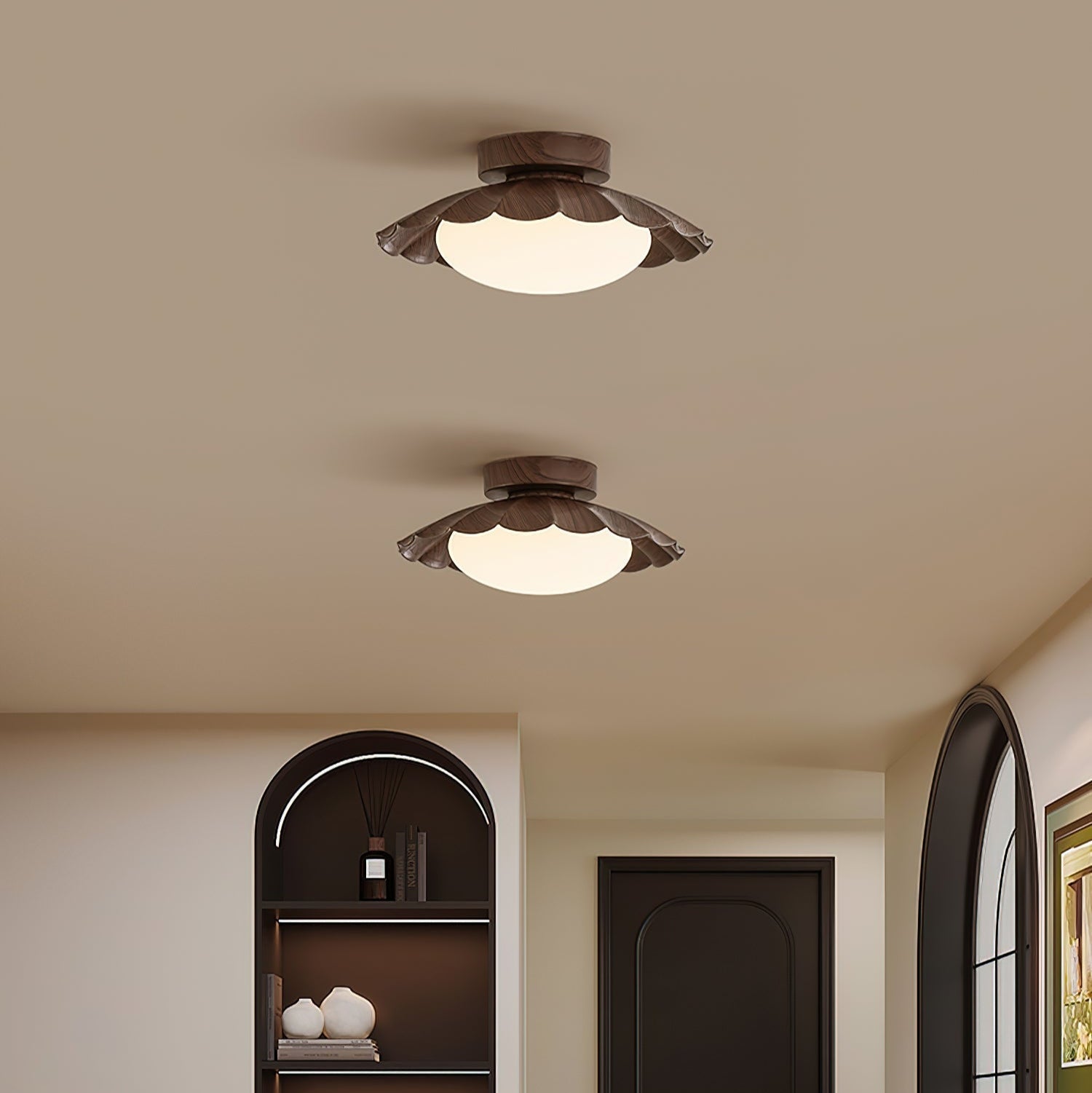 Ceiling Light Metal PE 9.8 in Flush Mount Bedroom Living Room Soft Ambient Lighting Scalloped Modern Indoor Fixture | Thomler